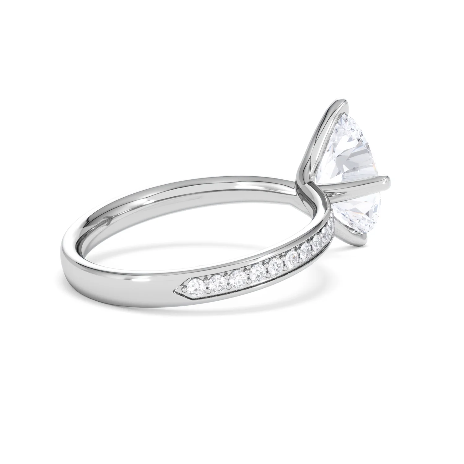 Origin Twist 2.00ct Oval Cut Lab Diamond Solitaire Engagement Ring with Side Stones in 18K White Gold - Image 37