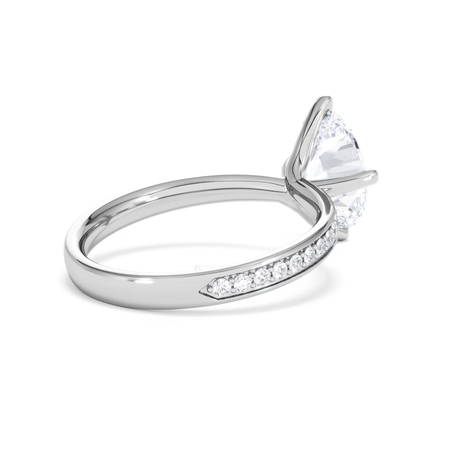 Origin Twist 2.00ct Oval Cut Lab Diamond Solitaire Engagement Ring with Side Stones in 18K White Gold - Image 39