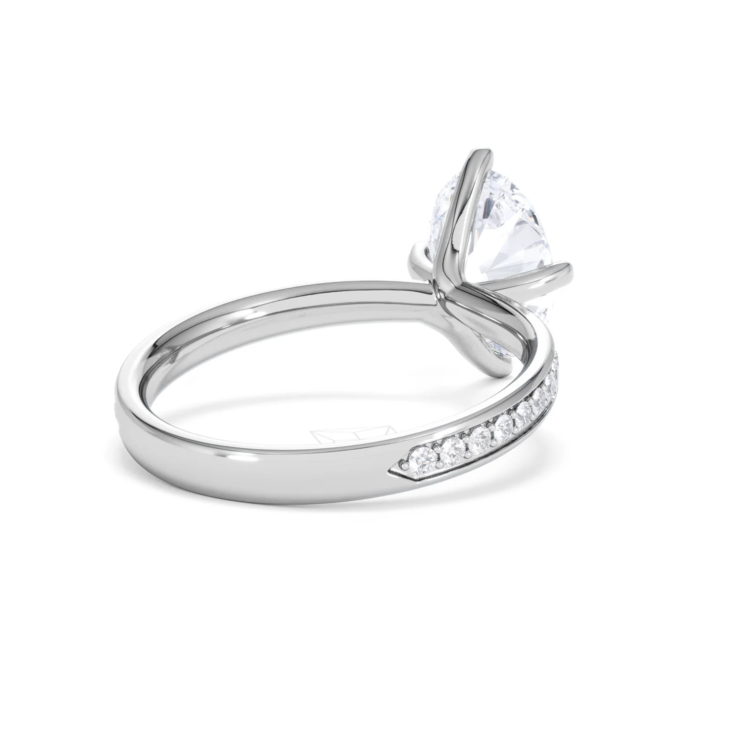 Origin Twist 2.00ct Oval Cut Lab Diamond Solitaire Engagement Ring with Side Stones in 18K White Gold - Image 42