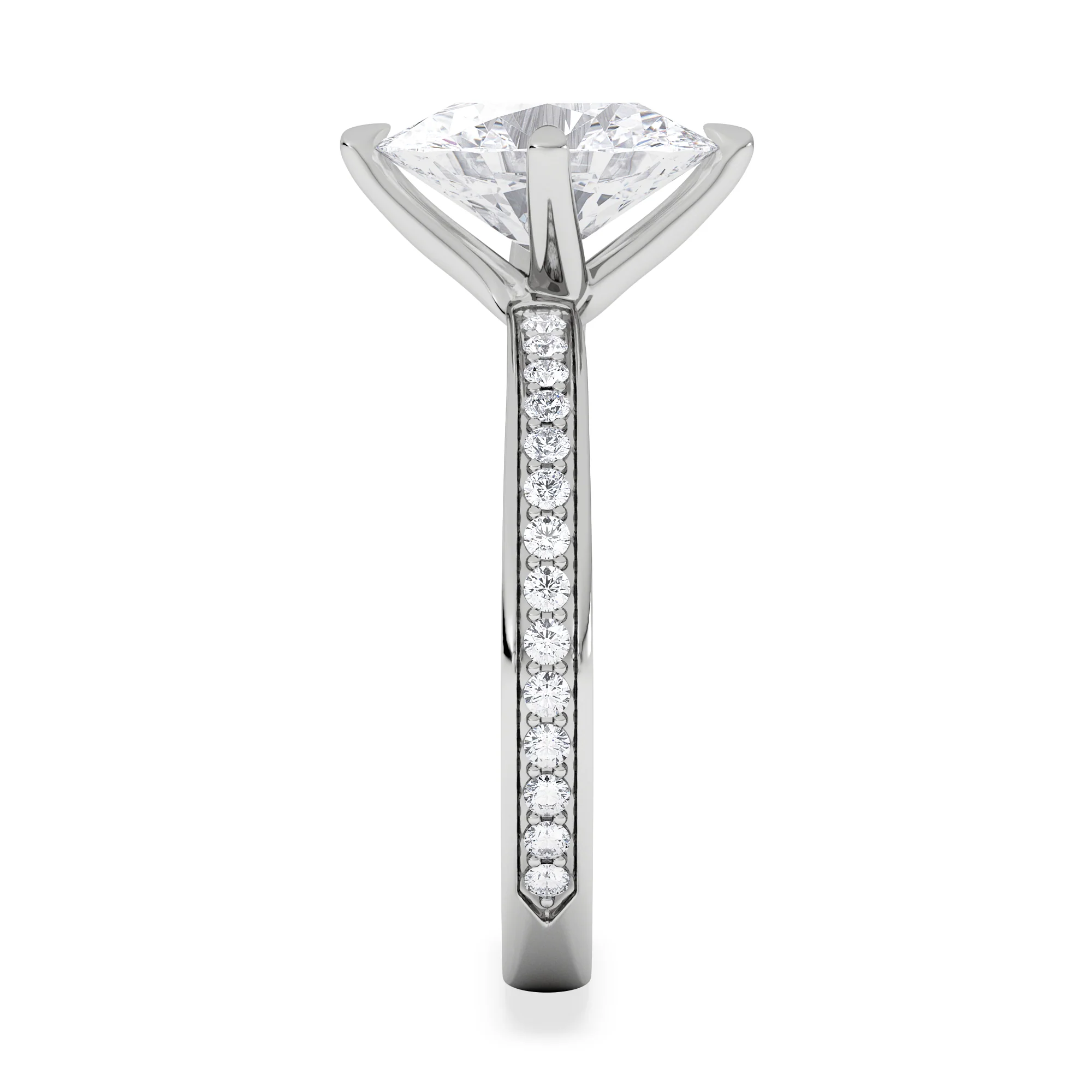 Origin Twist 2.00ct Oval Cut Lab Diamond Solitaire Engagement Ring with Side Stones in 18K White Gold - Image 5