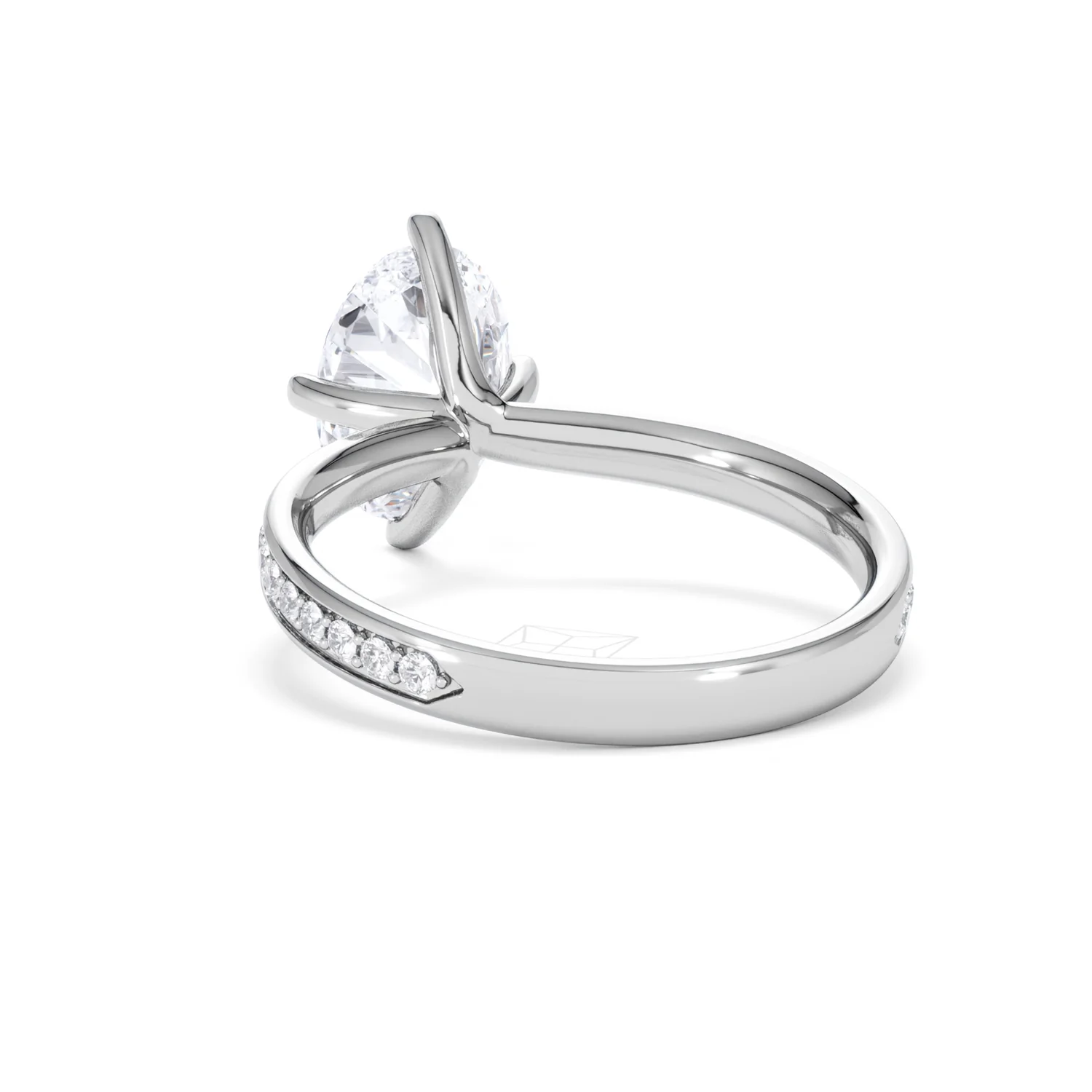 Origin Twist 2.00ct Oval Cut Lab Diamond Solitaire Engagement Ring with Side Stones in 18K White Gold - Image 54