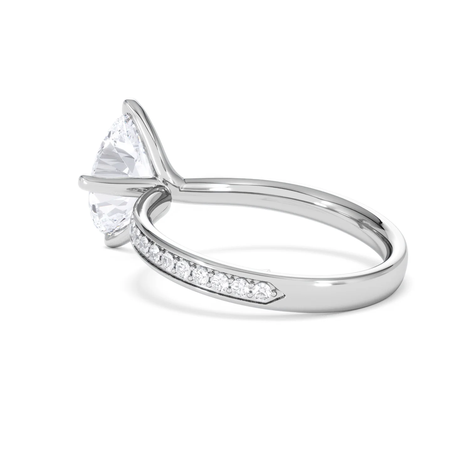 Origin Twist 2.00ct Oval Cut Lab Diamond Solitaire Engagement Ring with Side Stones in 18K White Gold - Image 60