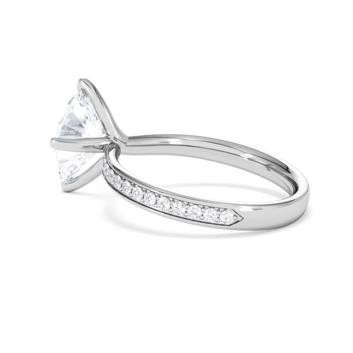 Origin Twist 2.00ct Oval Cut Lab Diamond Solitaire Engagement Ring with Side Stones in 18K White Gold - Image 63