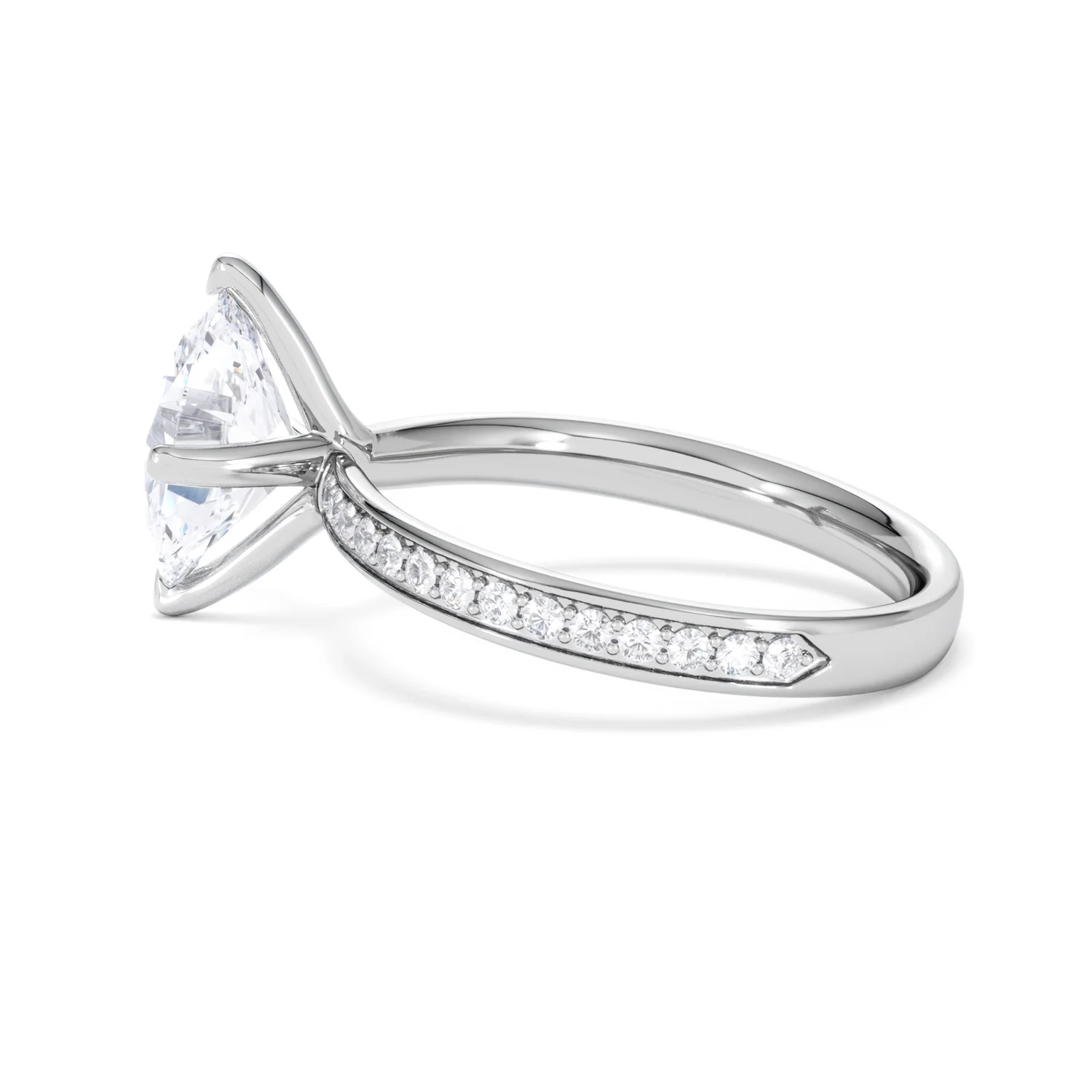 Origin Twist 2.00ct Oval Cut Lab Diamond Solitaire Engagement Ring with Side Stones in 18K White Gold - Image 66