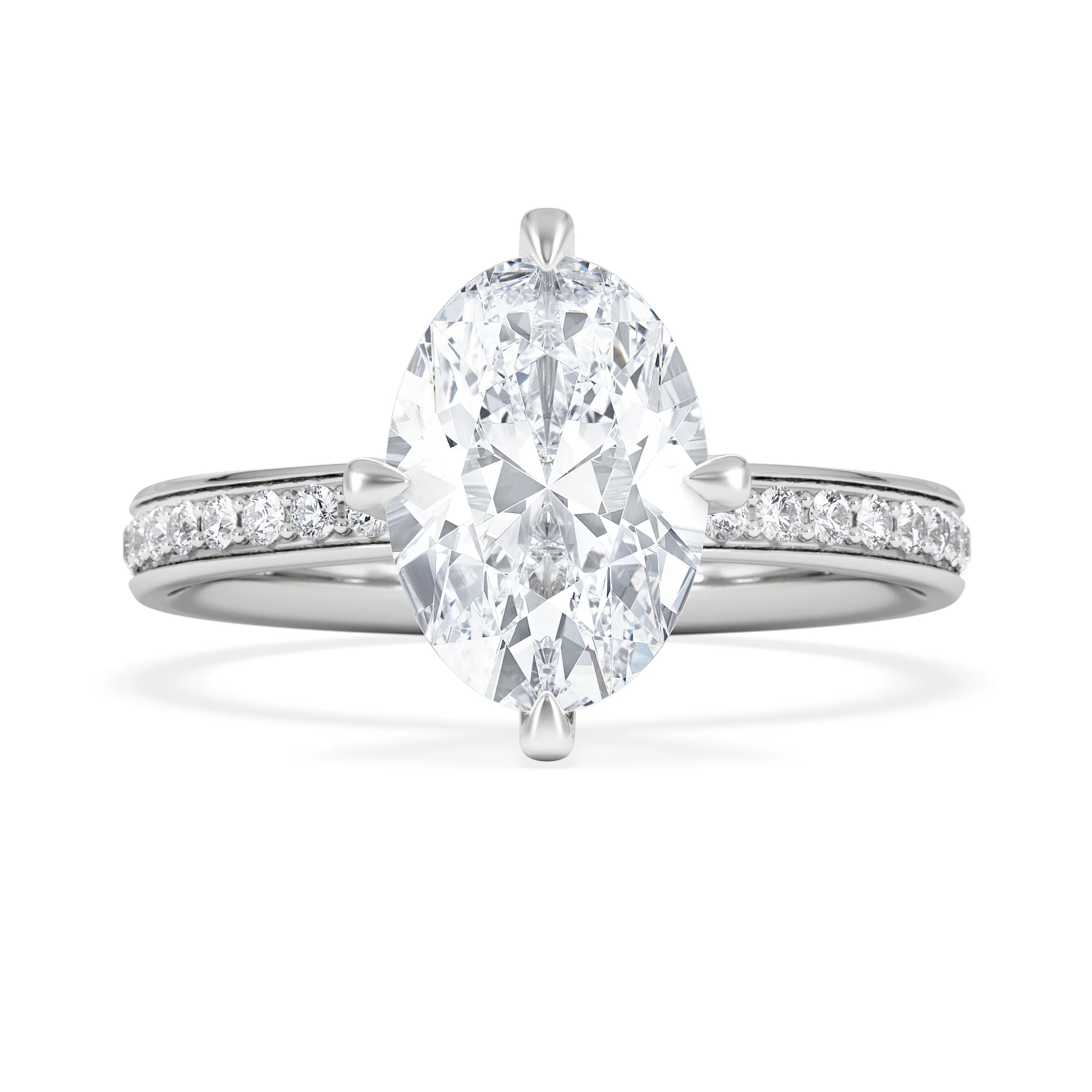 Origin Twist 2.00ct Oval Cut Lab Diamond Solitaire Engagement Ring with Side Stones in 18K White Gold - Image 7
