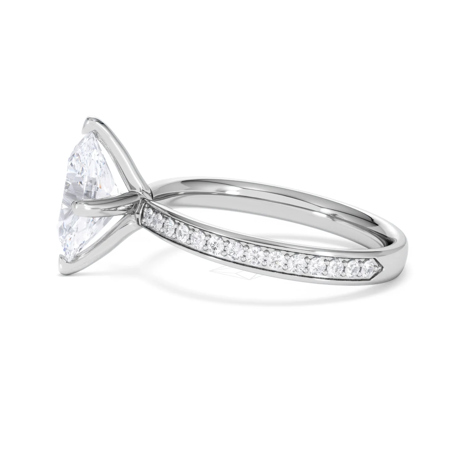 Origin Twist 2.00ct Oval Cut Lab Diamond Solitaire Engagement Ring with Side Stones in 18K White Gold - Image 70