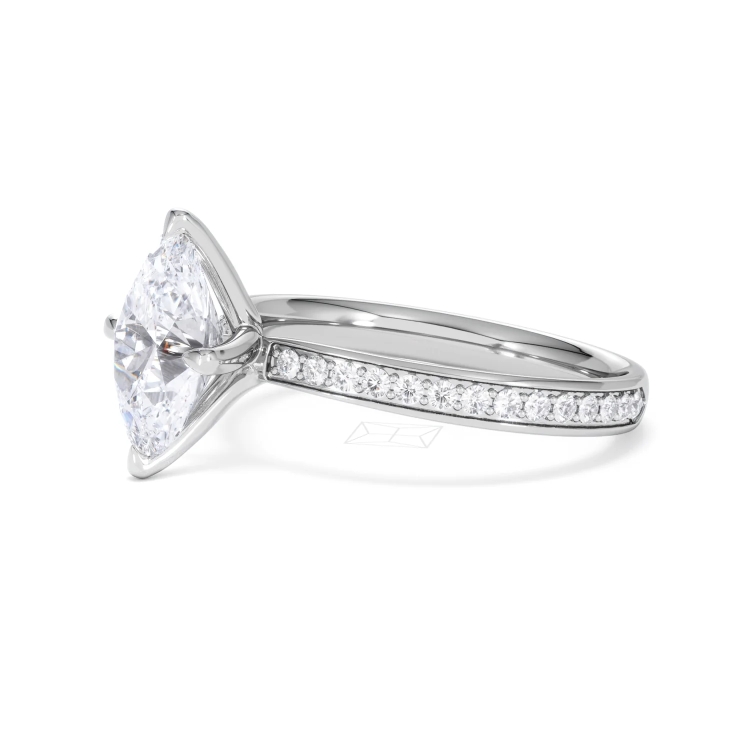Origin Twist 2.00ct Oval Cut Lab Diamond Solitaire Engagement Ring with Side Stones in 18K White Gold - Image 76