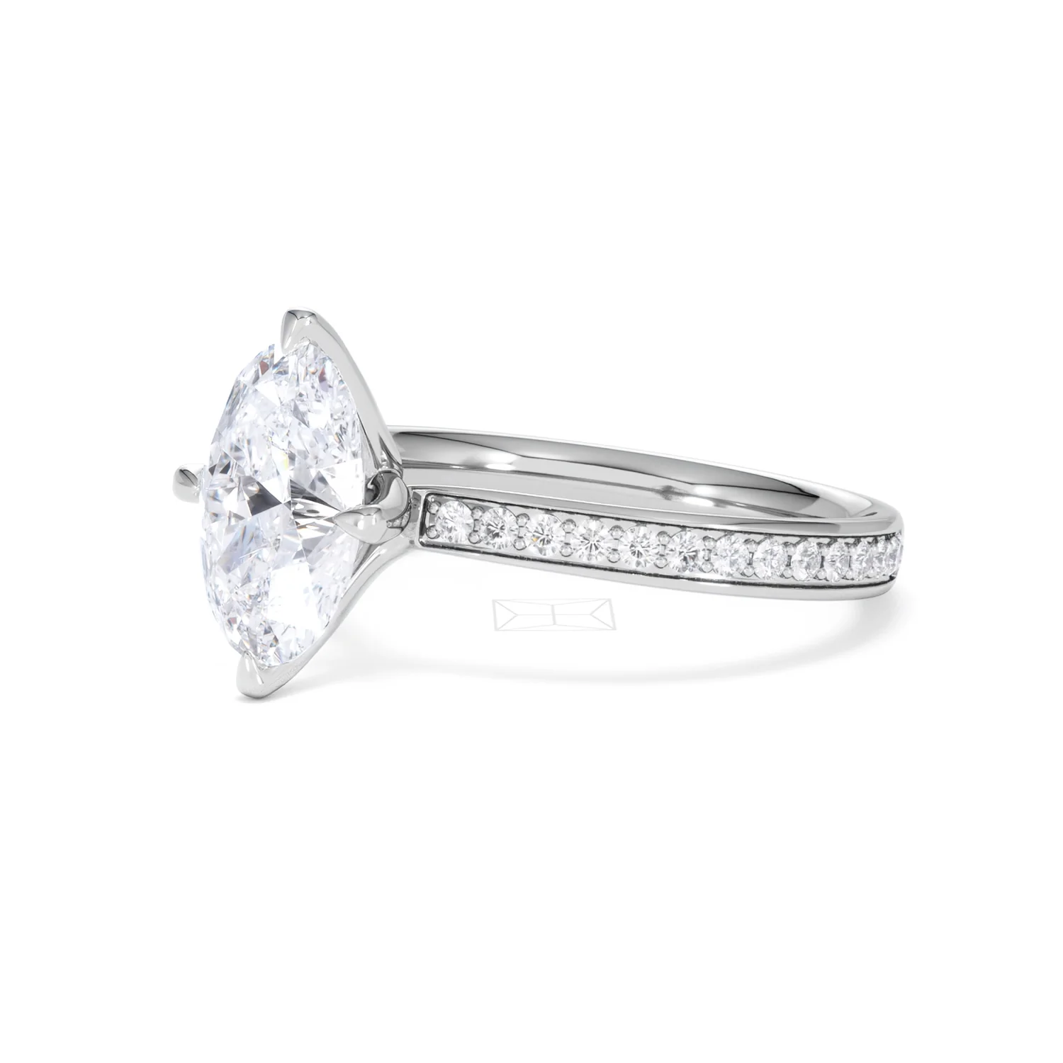 Origin Twist 2.00ct Oval Cut Lab Diamond Solitaire Engagement Ring with Side Stones in 18K White Gold - Image 79