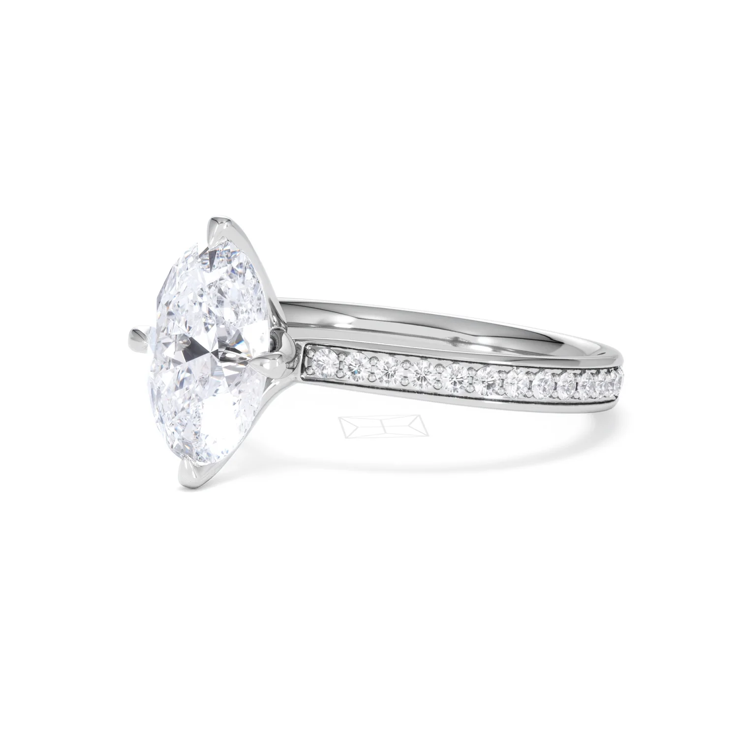 Origin Twist 2.00ct Oval Cut Lab Diamond Solitaire Engagement Ring with Side Stones in 18K White Gold - Image 80