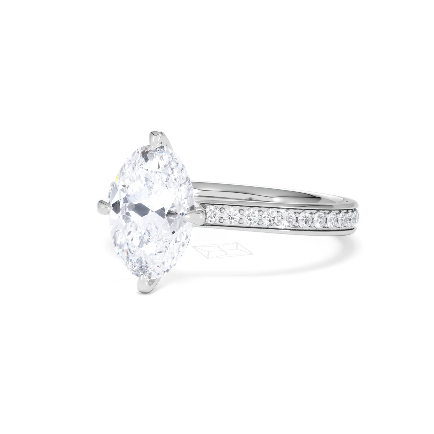 Origin Twist 2.00ct Oval Cut Lab Diamond Solitaire Engagement Ring with Side Stones in 18K White Gold - Image 83