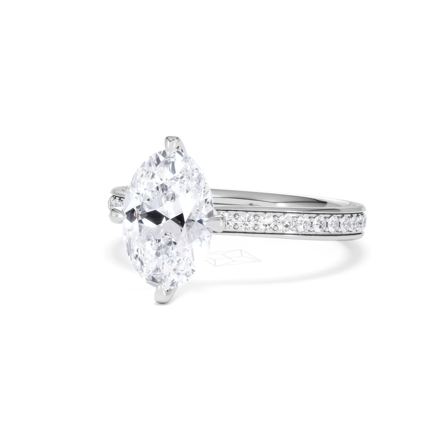 Origin Twist 2.00ct Oval Cut Lab Diamond Solitaire Engagement Ring with Side Stones in 18K White Gold - Image 84