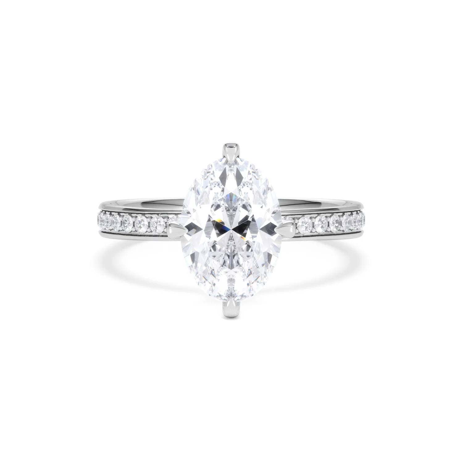 Origin Twist 2.00ct Oval Cut Lab Diamond Solitaire Engagement Ring with Side Stones in 18K White Gold - Image 9