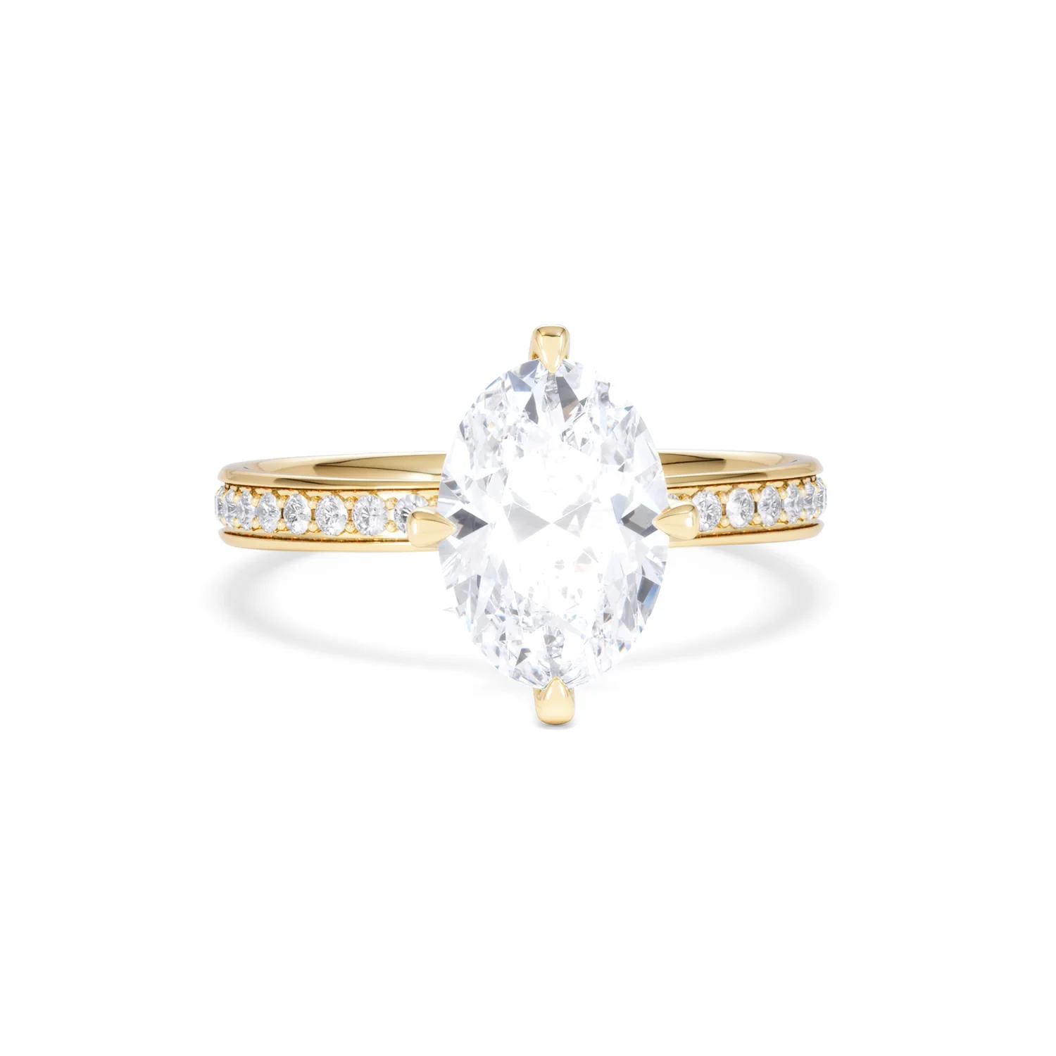 Origin Twist 2.00ct Oval Cut Lab Diamond Solitaire Engagement Ring with Side Stones in 18K Yellow Gold - Image 10