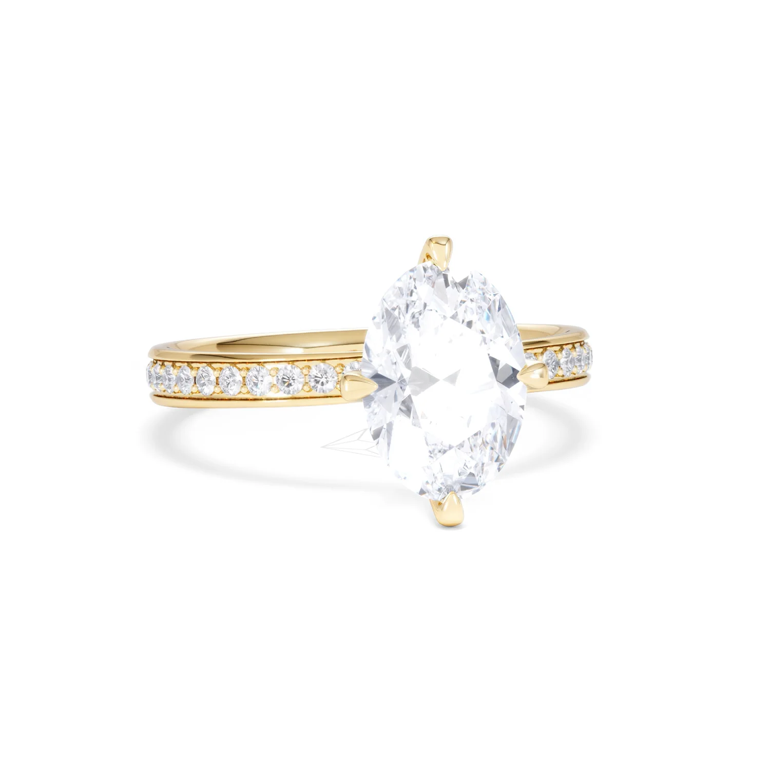 Origin Twist 2.00ct Oval Cut Lab Diamond Solitaire Engagement Ring with Side Stones in 18K Yellow Gold - Image 12