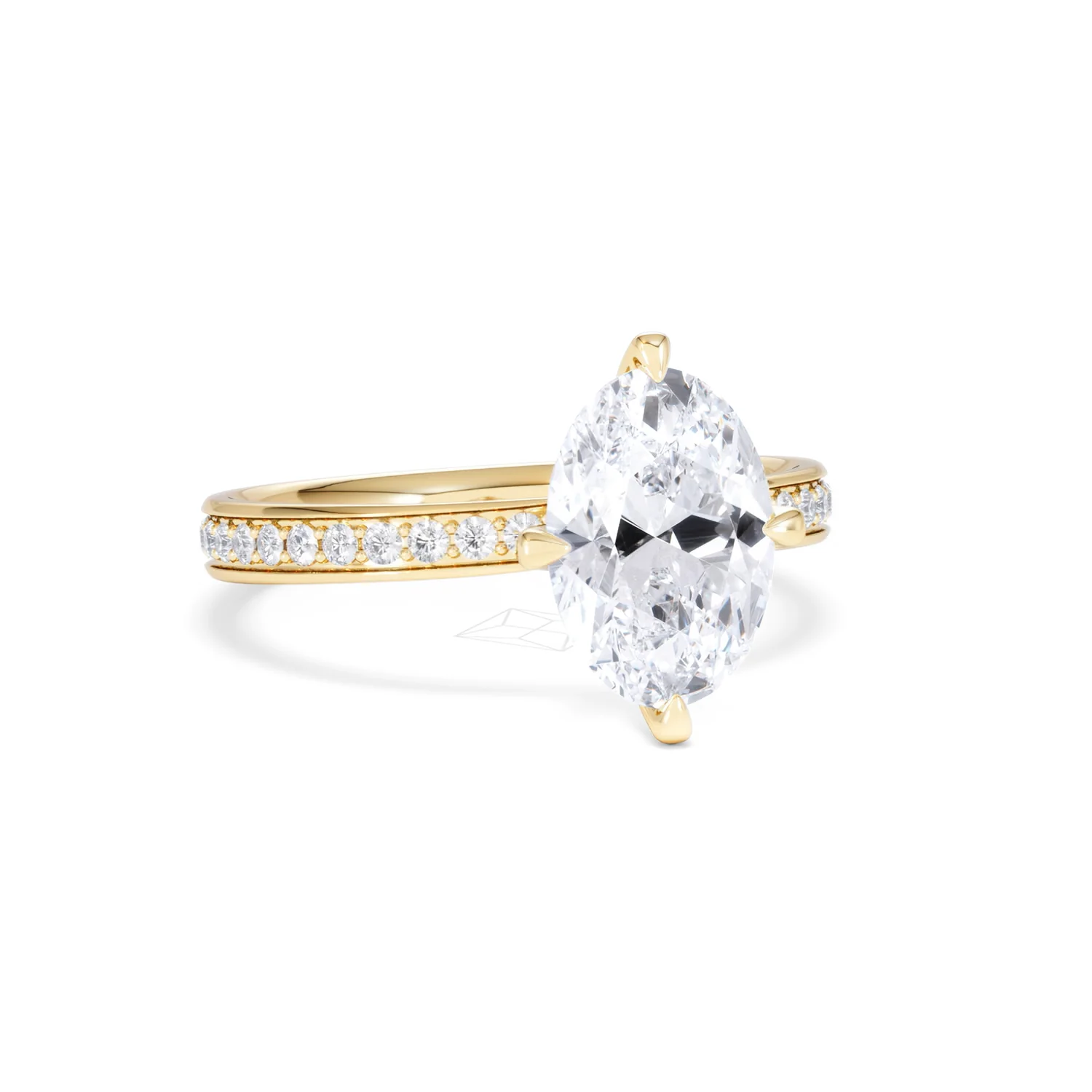 Origin Twist 2.00ct Oval Cut Lab Diamond Solitaire Engagement Ring with Side Stones in 18K Yellow Gold - Image 13