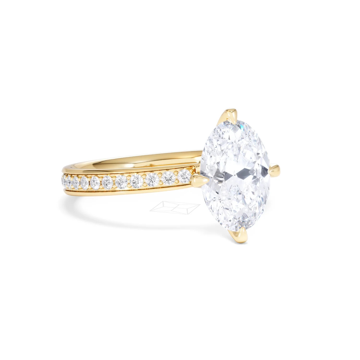 Origin Twist 2.00ct Oval Cut Lab Diamond Solitaire Engagement Ring with Side Stones in 18K Yellow Gold - Image 15