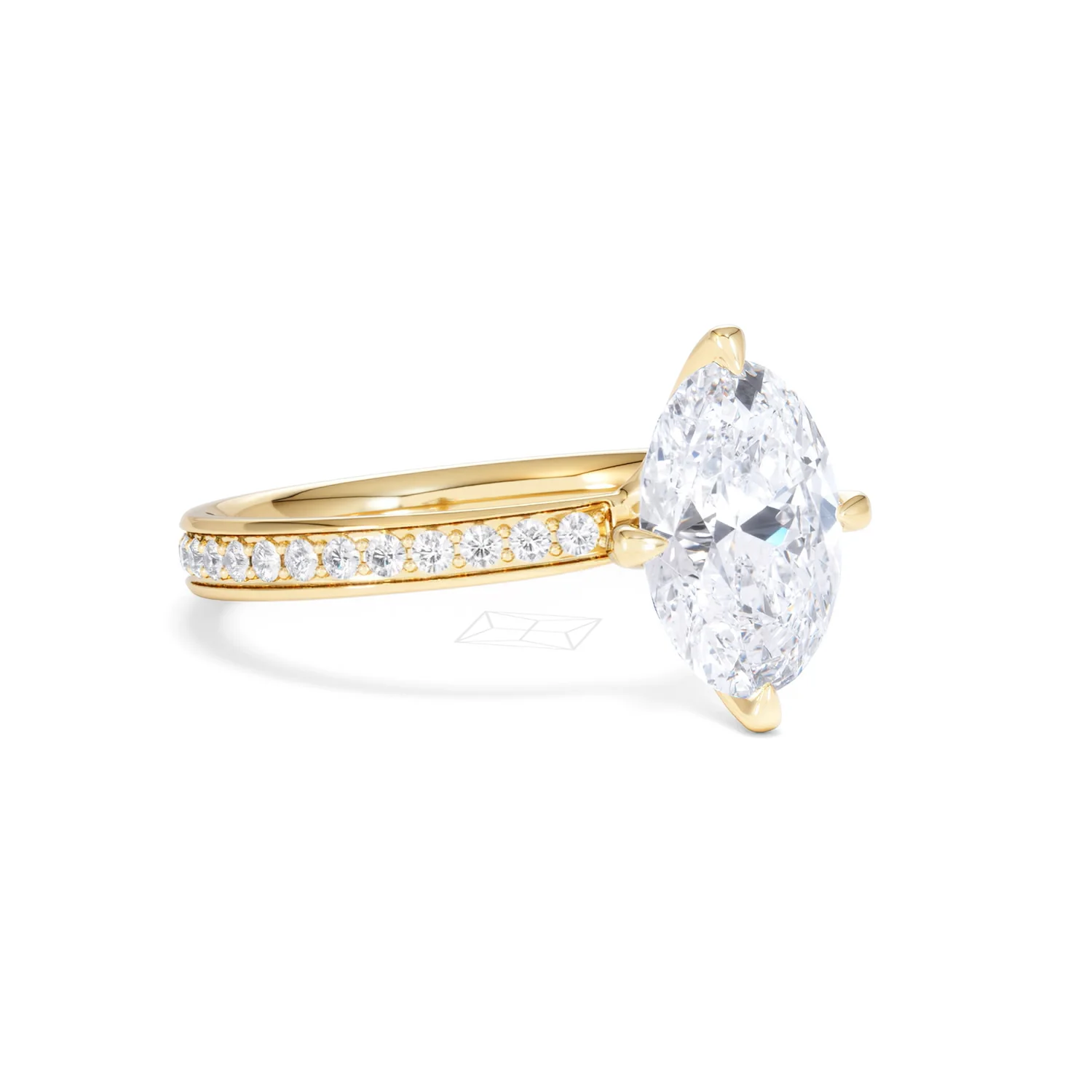 Origin Twist 2.00ct Oval Cut Lab Diamond Solitaire Engagement Ring with Side Stones in 18K Yellow Gold - Image 16