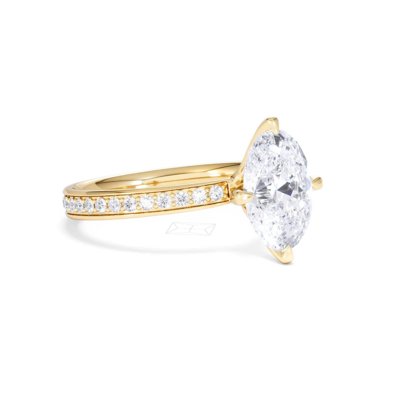 Origin Twist 2.00ct Oval Cut Lab Diamond Solitaire Engagement Ring with Side Stones in 18K Yellow Gold - Image 17
