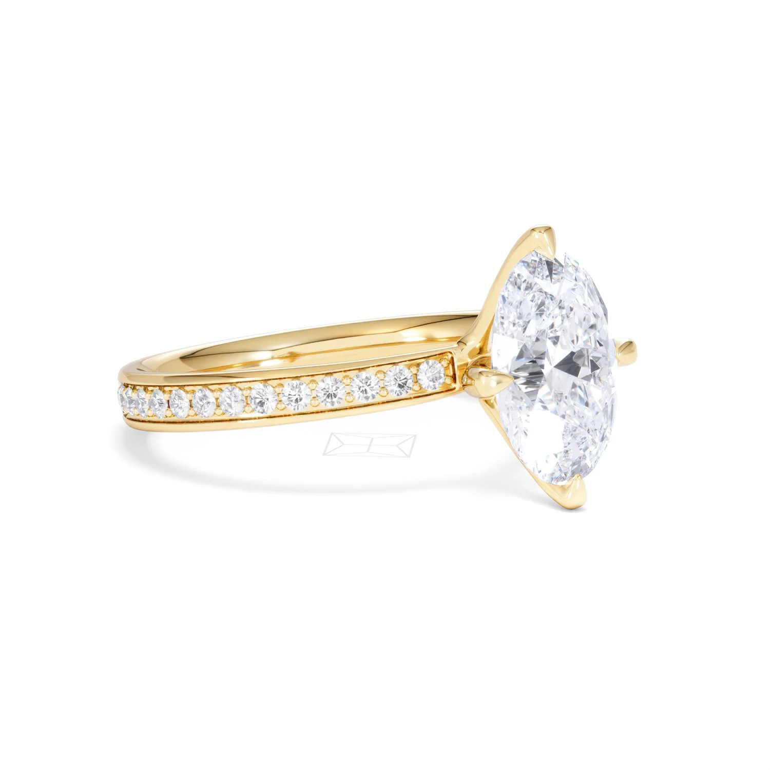 Origin Twist 2.00ct Oval Cut Lab Diamond Solitaire Engagement Ring with Side Stones in 18K Yellow Gold - Image 18