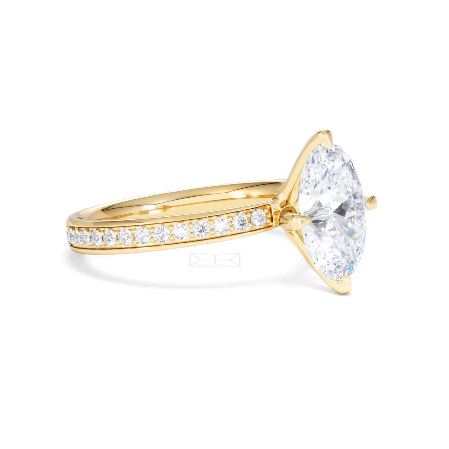Origin Twist 2.00ct Oval Cut Lab Diamond Solitaire Engagement Ring with Side Stones in 18K Yellow Gold - Image 19