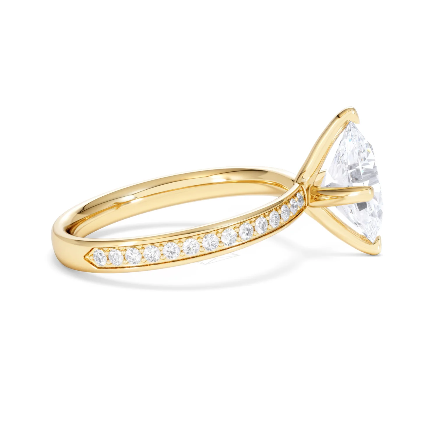 Origin Twist 2.00ct Oval Cut Lab Diamond Solitaire Engagement Ring with Side Stones in 18K Yellow Gold - Image 29