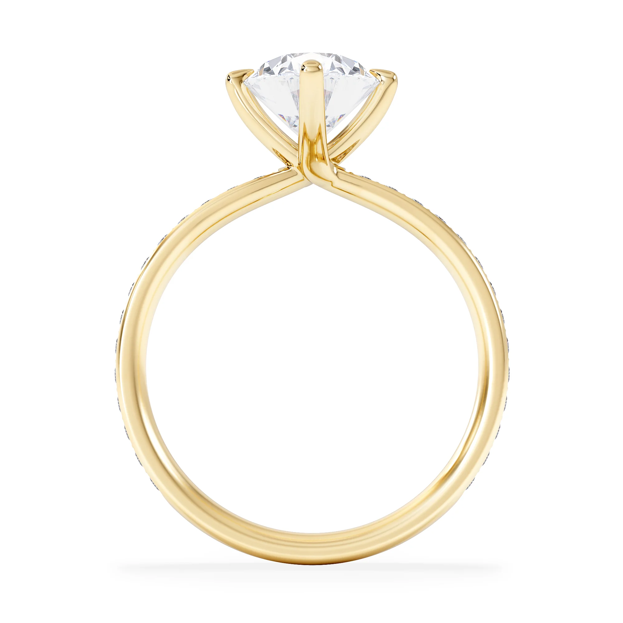 Origin Twist 2.00ct Oval Cut Lab Diamond Solitaire Engagement Ring with Side Stones in 18K Yellow Gold - Image 3