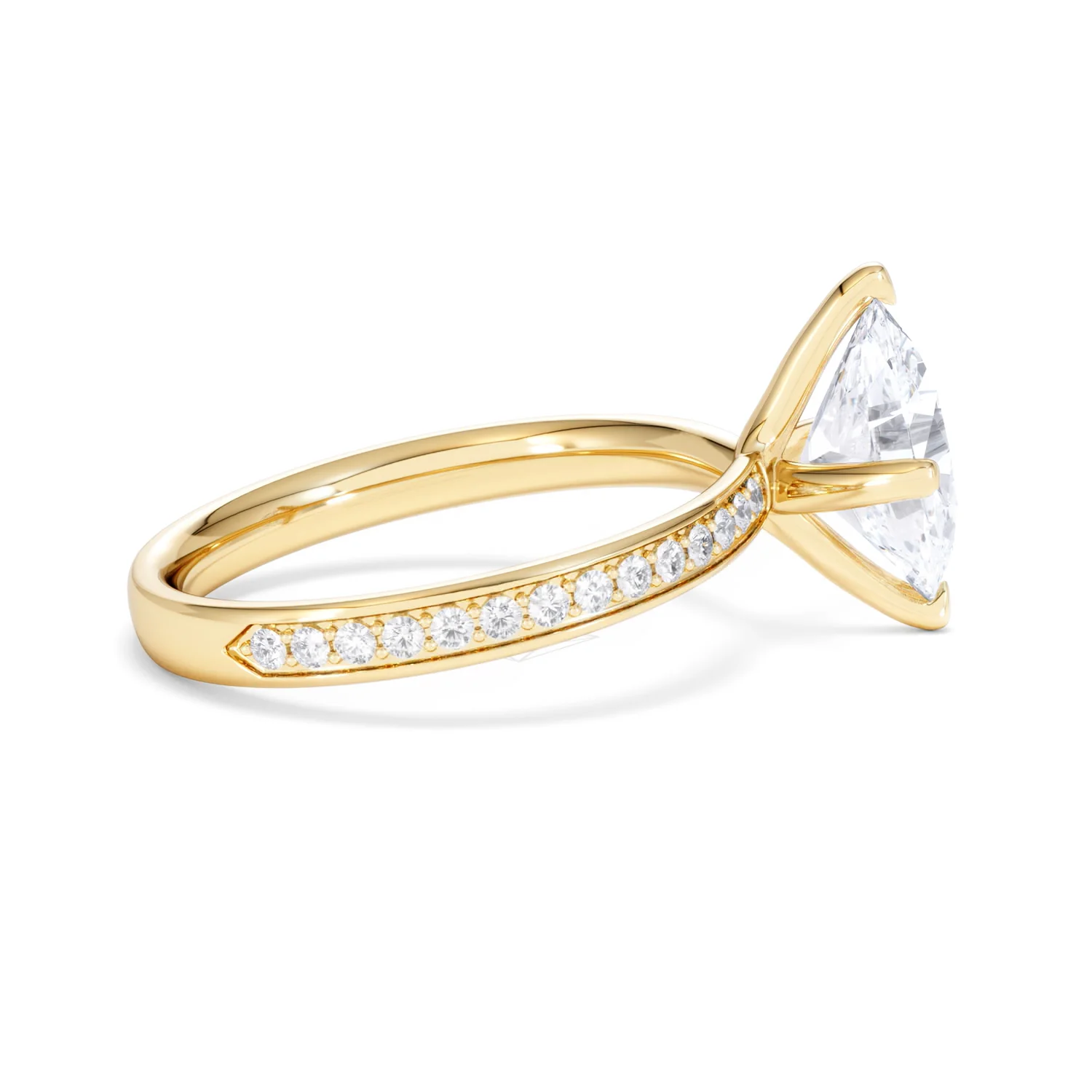 Origin Twist 2.00ct Oval Cut Lab Diamond Solitaire Engagement Ring with Side Stones in 18K Yellow Gold - Image 30