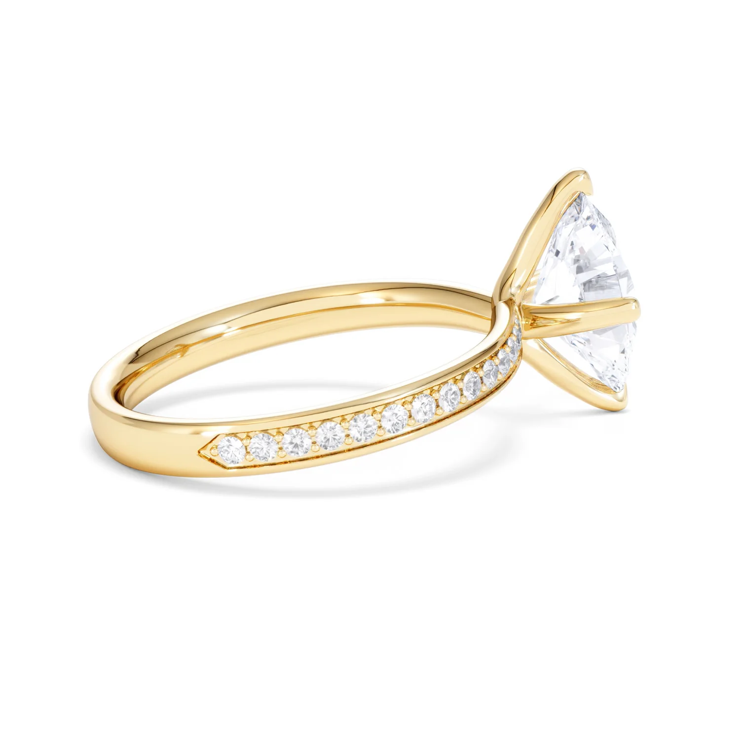 Origin Twist 2.00ct Oval Cut Lab Diamond Solitaire Engagement Ring with Side Stones in 18K Yellow Gold - Image 33