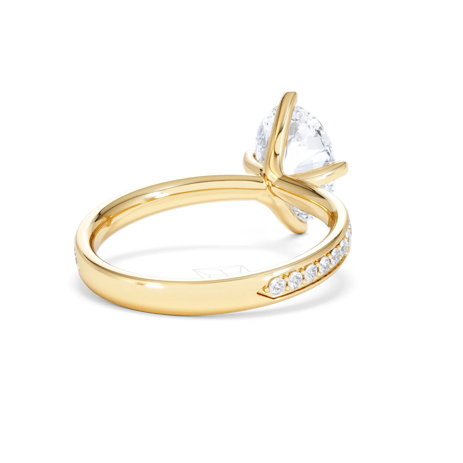 Origin Twist 2.00ct Oval Cut Lab Diamond Solitaire Engagement Ring with Side Stones in 18K Yellow Gold - Image 43