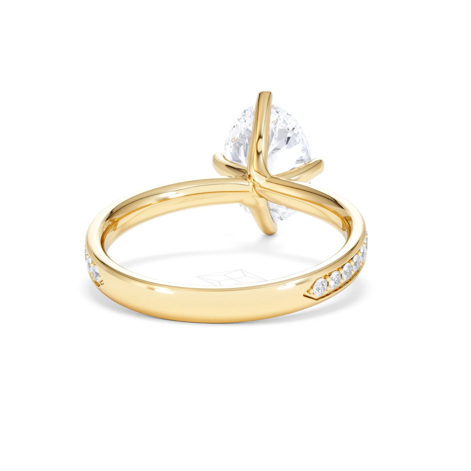 Origin Twist 2.00ct Oval Cut Lab Diamond Solitaire Engagement Ring with Side Stones in 18K Yellow Gold - Image 46