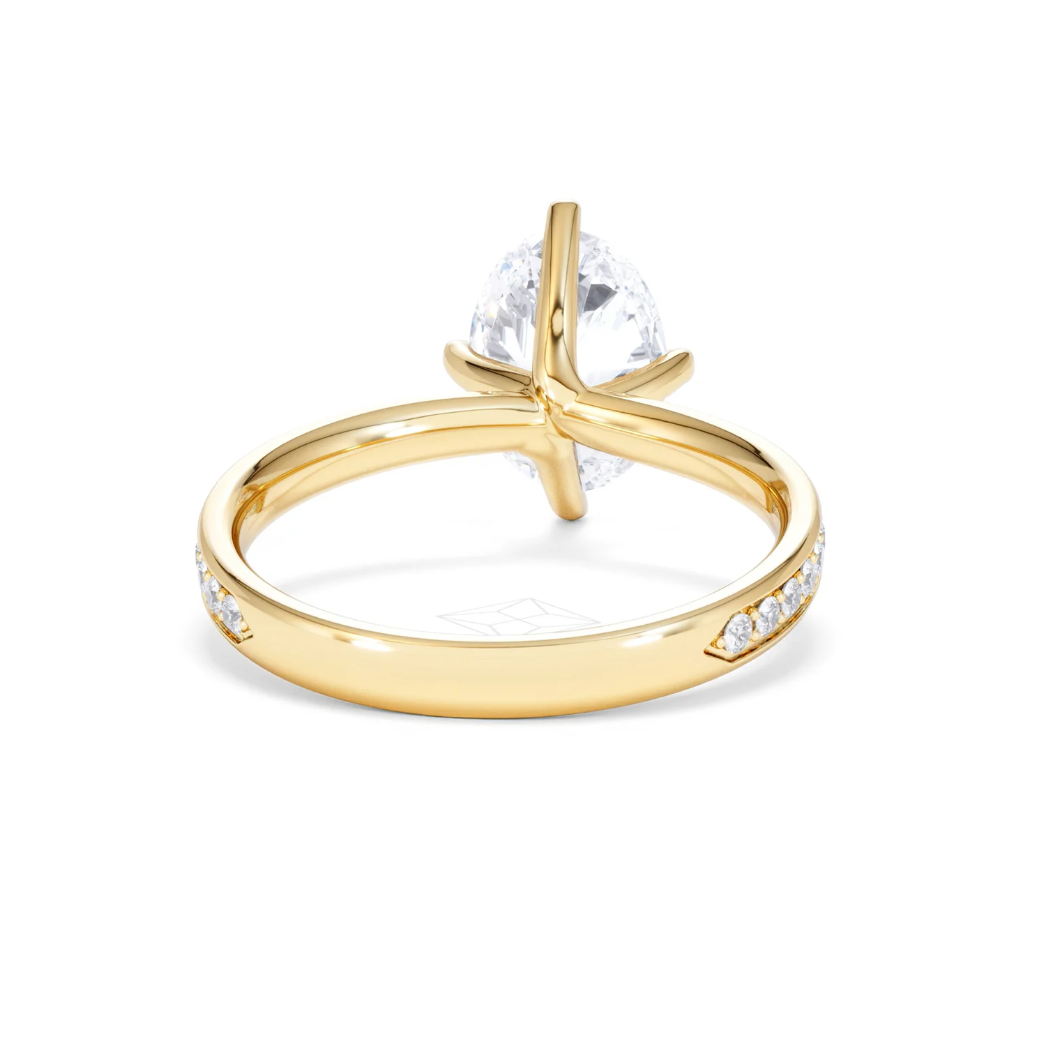 Origin Twist 2.00ct Oval Cut Lab Diamond Solitaire Engagement Ring with Side Stones in 18K Yellow Gold - Image 47