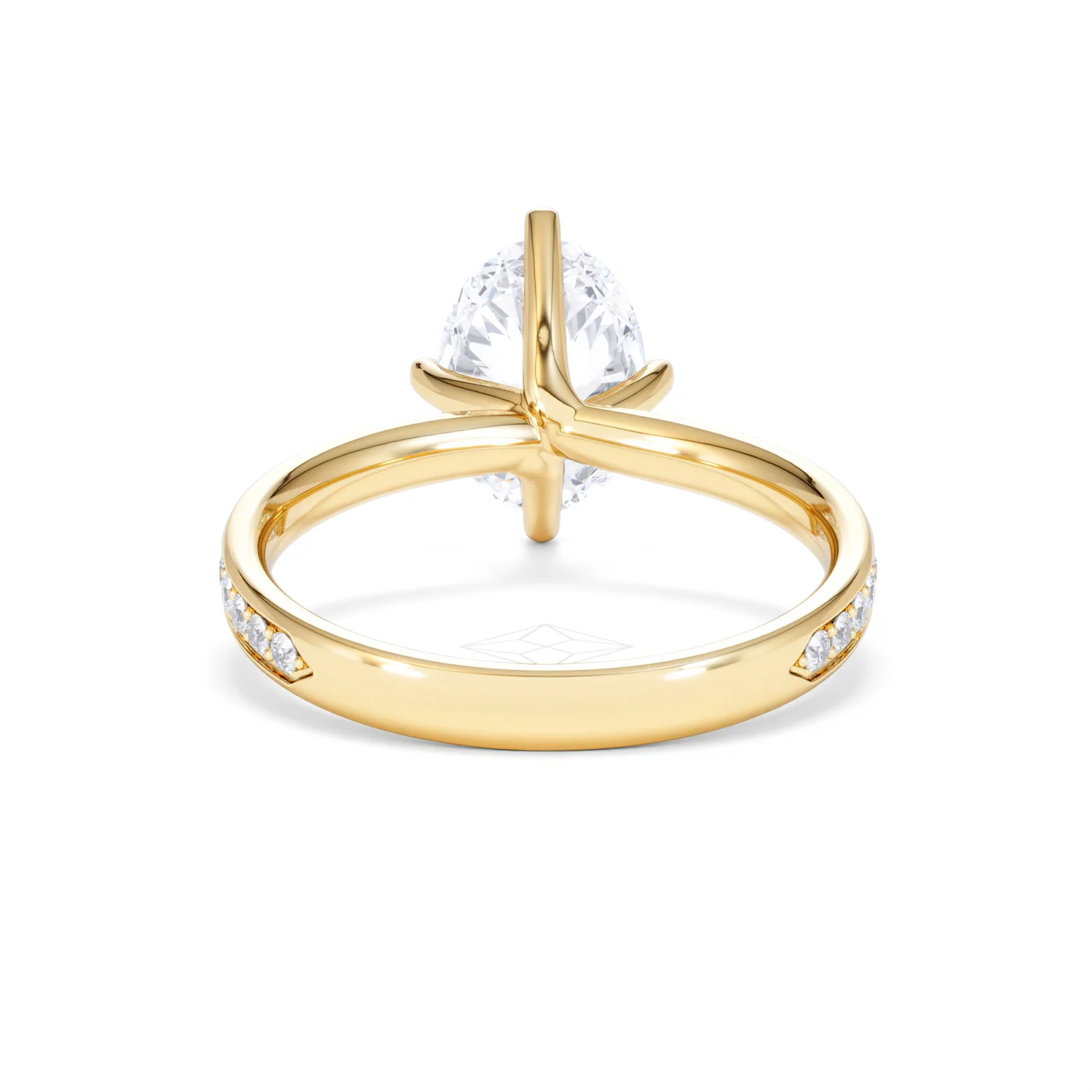 Origin Twist 2.00ct Oval Cut Lab Diamond Solitaire Engagement Ring with Side Stones in 18K Yellow Gold - Image 49