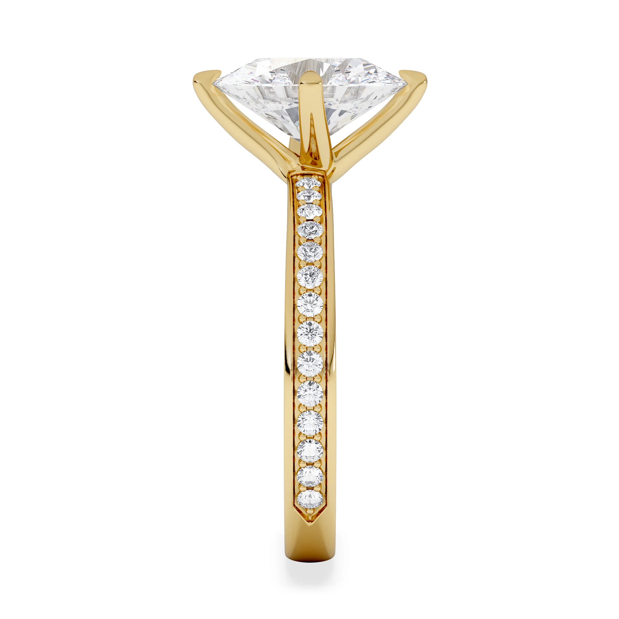 Origin Twist 2.00ct Oval Cut Lab Diamond Solitaire Engagement Ring with Side Stones in 18K Yellow Gold - Image 5