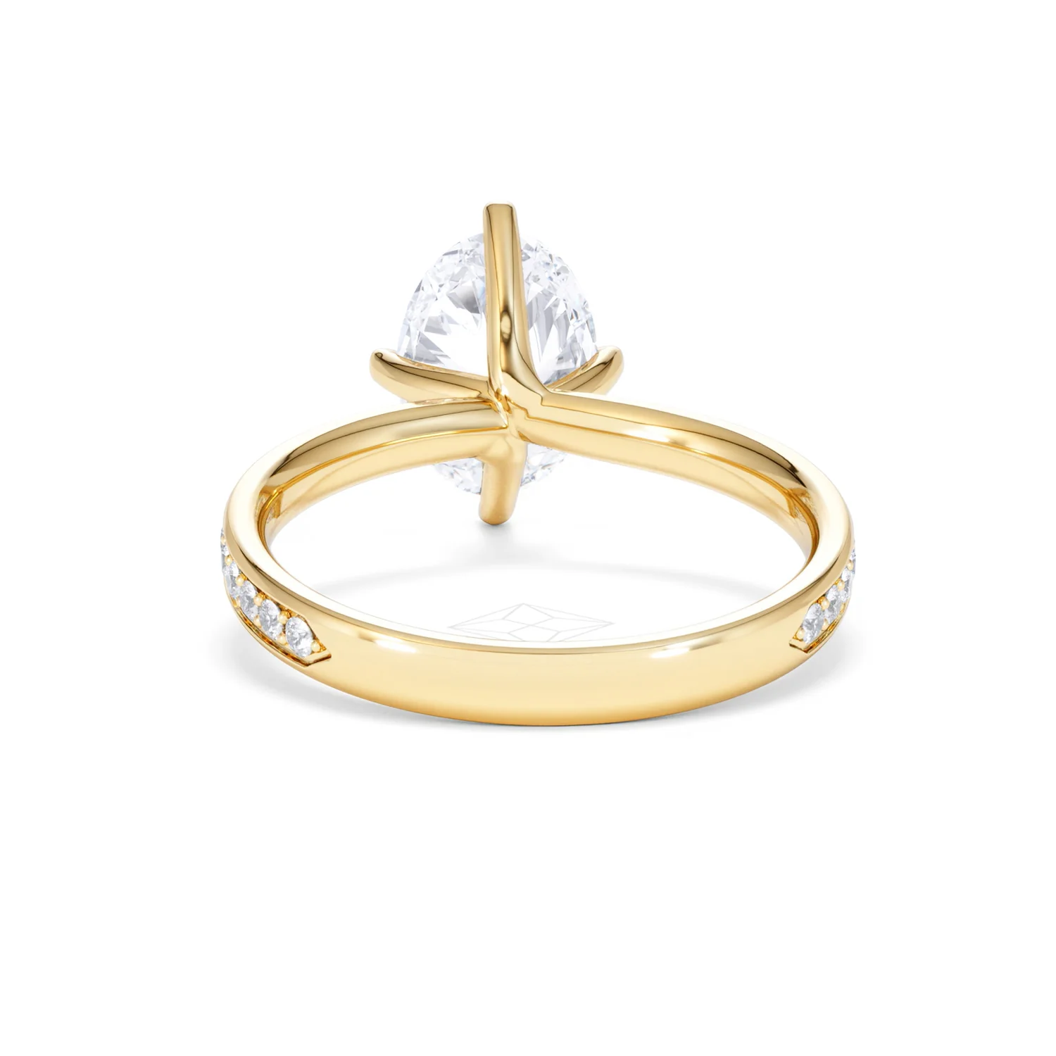 Origin Twist 2.00ct Oval Cut Lab Diamond Solitaire Engagement Ring with Side Stones in 18K Yellow Gold - Image 50