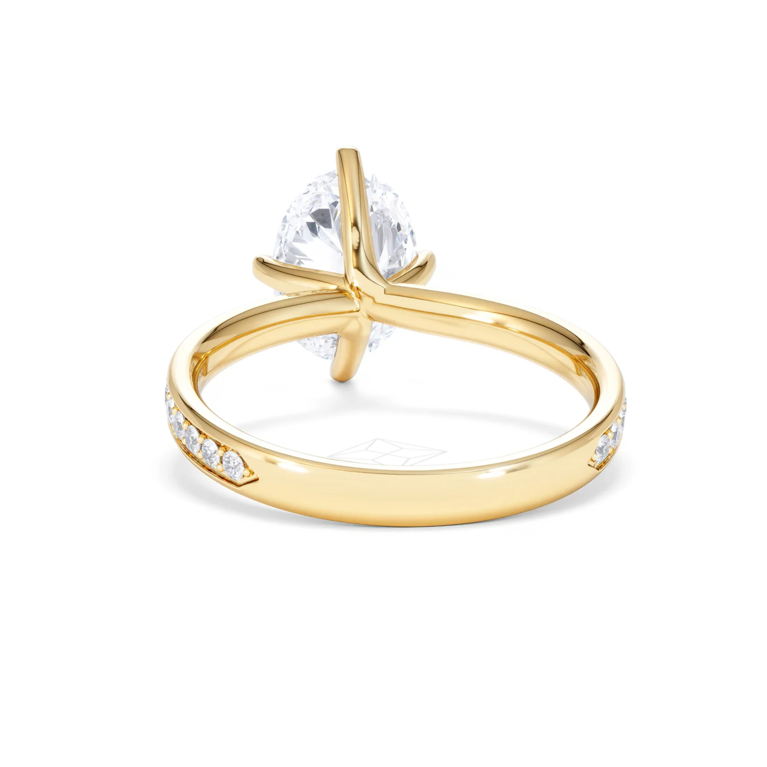Origin Twist 2.00ct Oval Cut Lab Diamond Solitaire Engagement Ring with Side Stones in 18K Yellow Gold - Image 51
