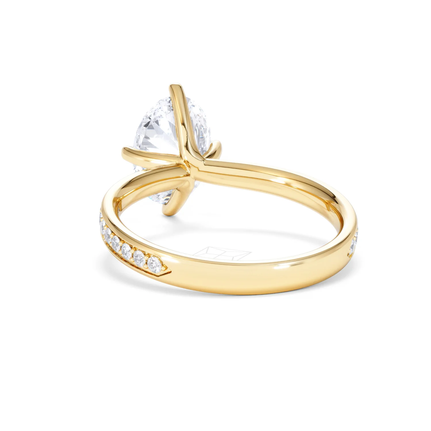 Origin Twist 2.00ct Oval Cut Lab Diamond Solitaire Engagement Ring with Side Stones in 18K Yellow Gold - Image 53