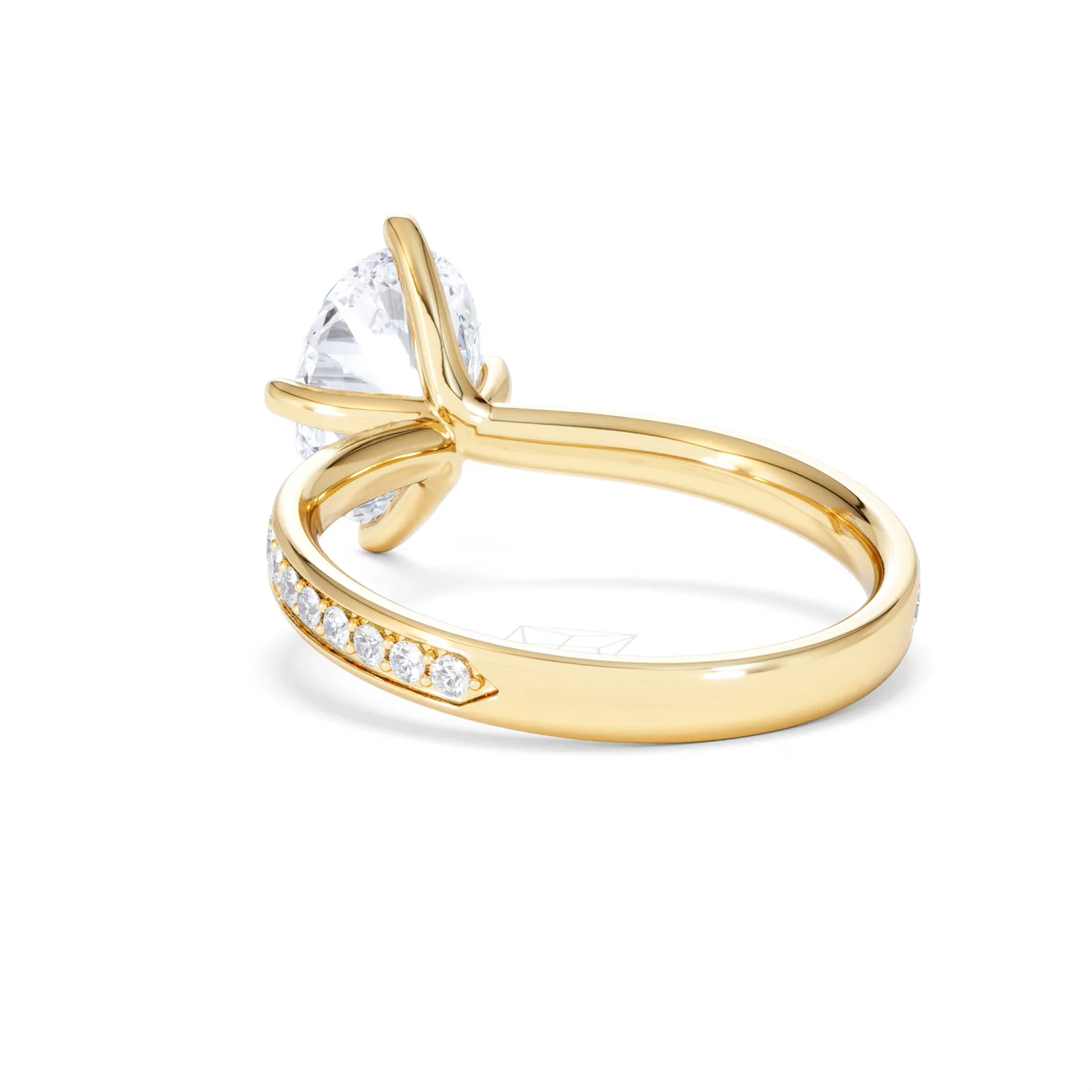 Origin Twist 2.00ct Oval Cut Lab Diamond Solitaire Engagement Ring with Side Stones in 18K Yellow Gold - Image 55