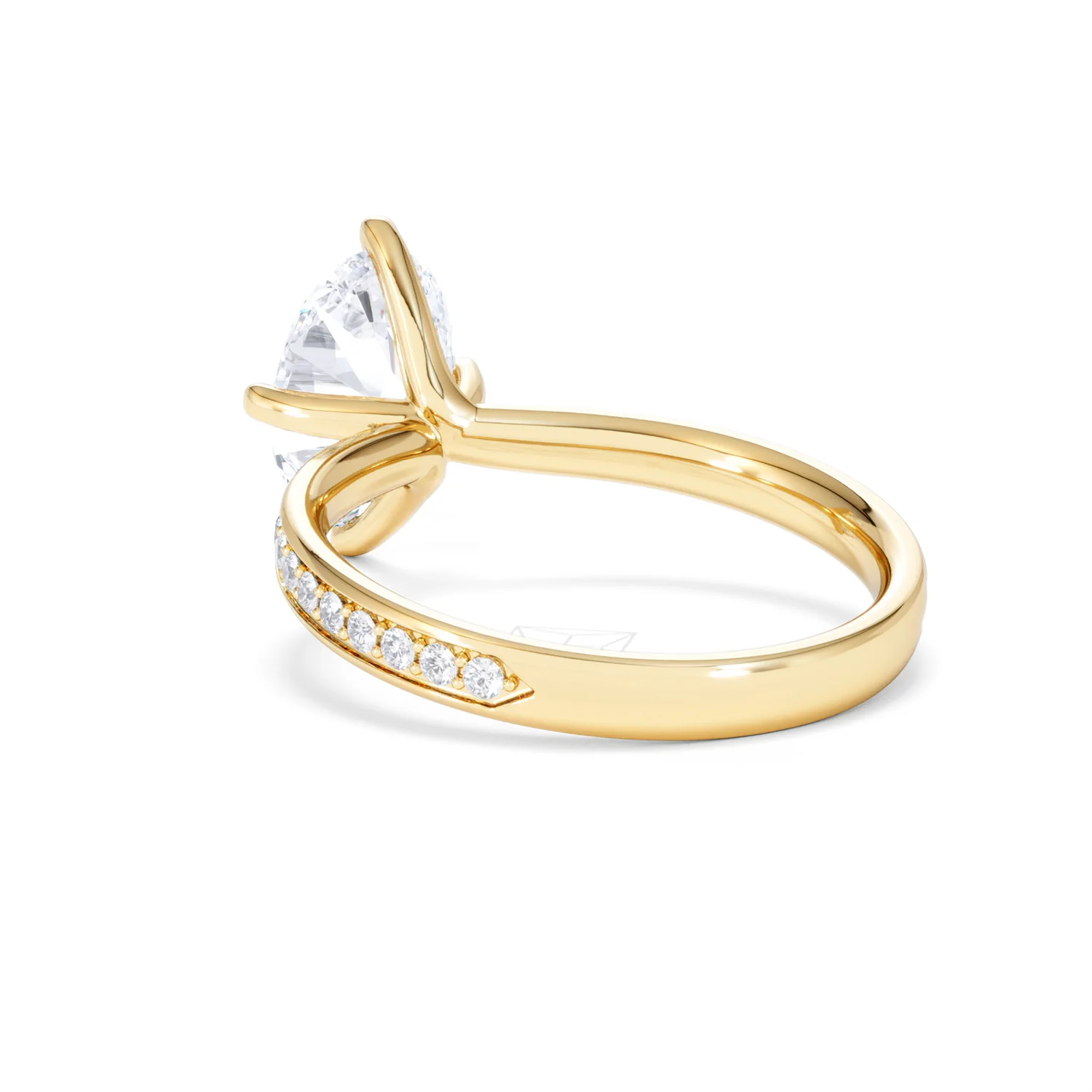 Origin Twist 2.00ct Oval Cut Lab Diamond Solitaire Engagement Ring with Side Stones in 18K Yellow Gold - Image 56