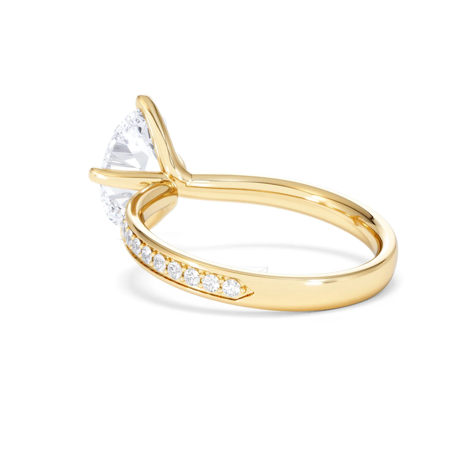 Origin Twist 2.00ct Oval Cut Lab Diamond Solitaire Engagement Ring with Side Stones in 18K Yellow Gold - Image 58