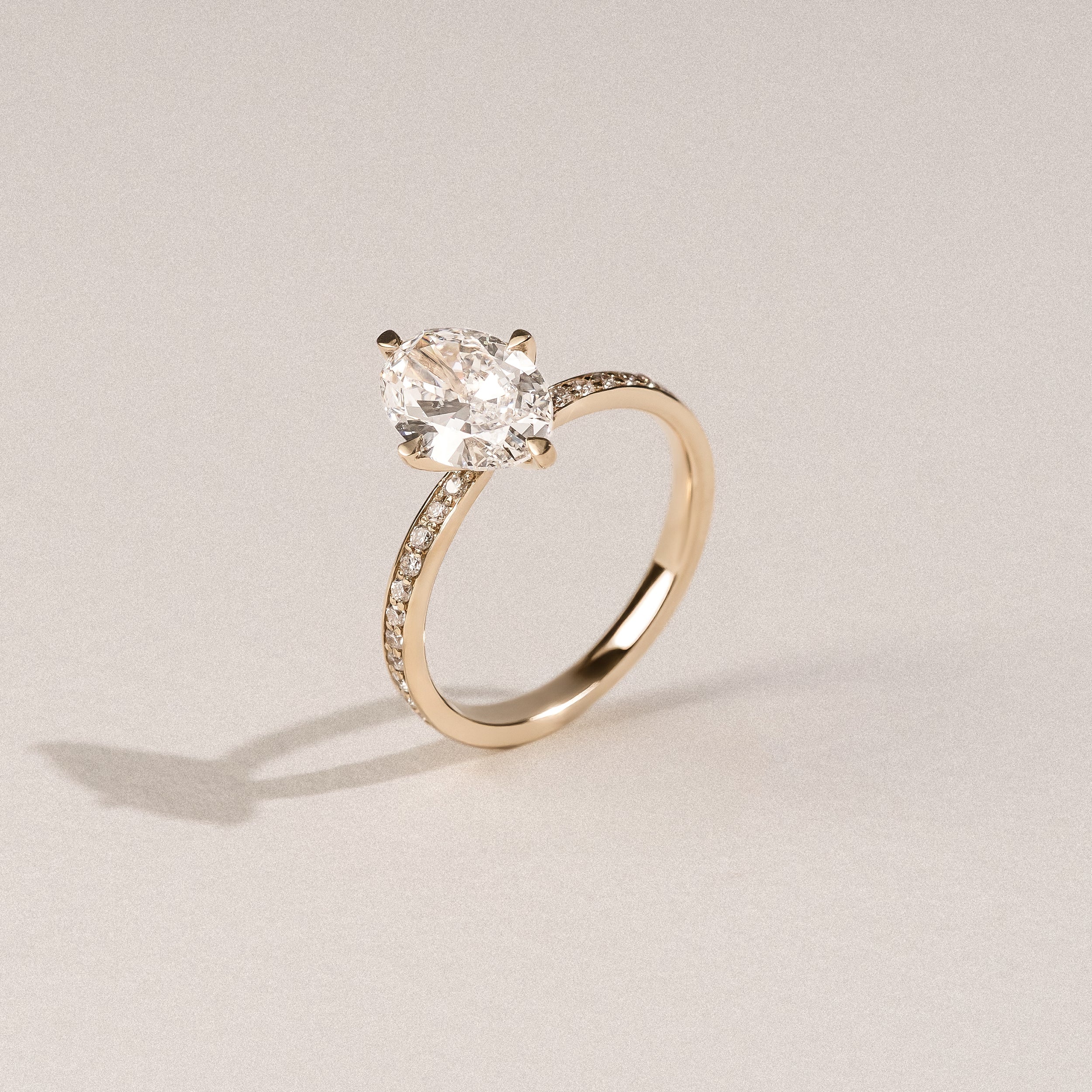 Origin Twist 2.00ct Oval Cut Lab Diamond Solitaire Engagement Ring with Side Stones in 18K Yellow Gold - Image 6