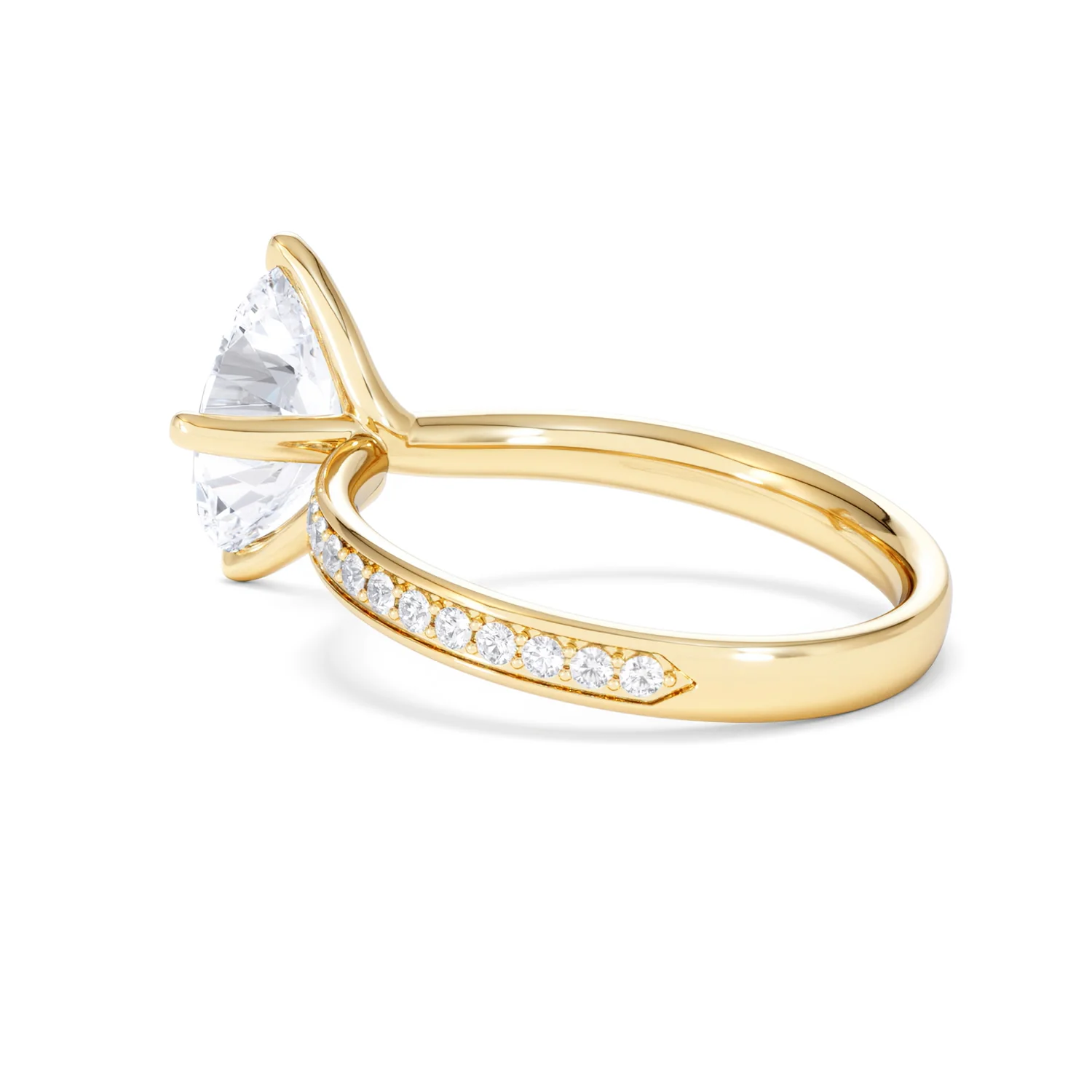 Origin Twist 2.00ct Oval Cut Lab Diamond Solitaire Engagement Ring with Side Stones in 18K Yellow Gold - Image 61
