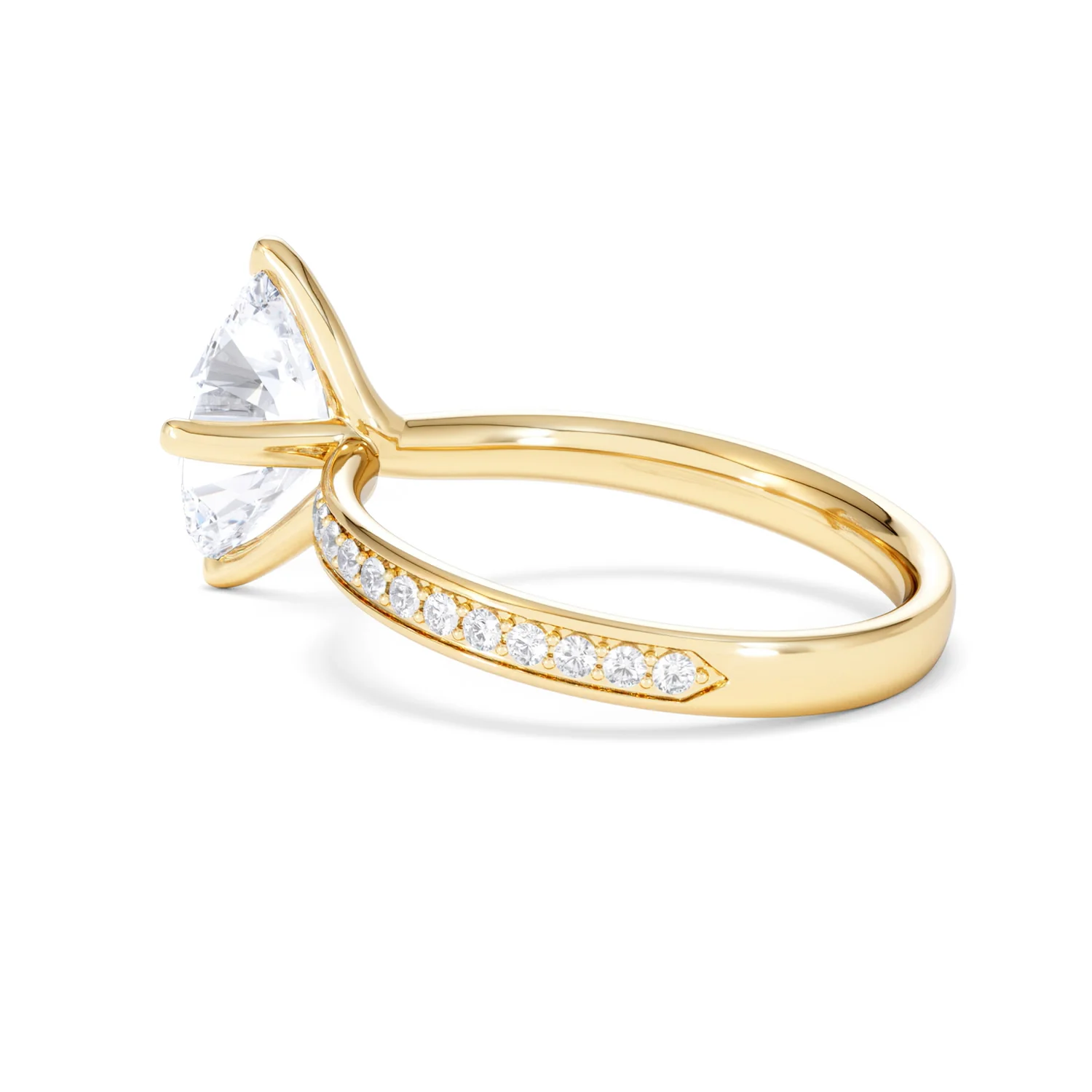 Origin Twist 2.00ct Oval Cut Lab Diamond Solitaire Engagement Ring with Side Stones in 18K Yellow Gold - Image 62