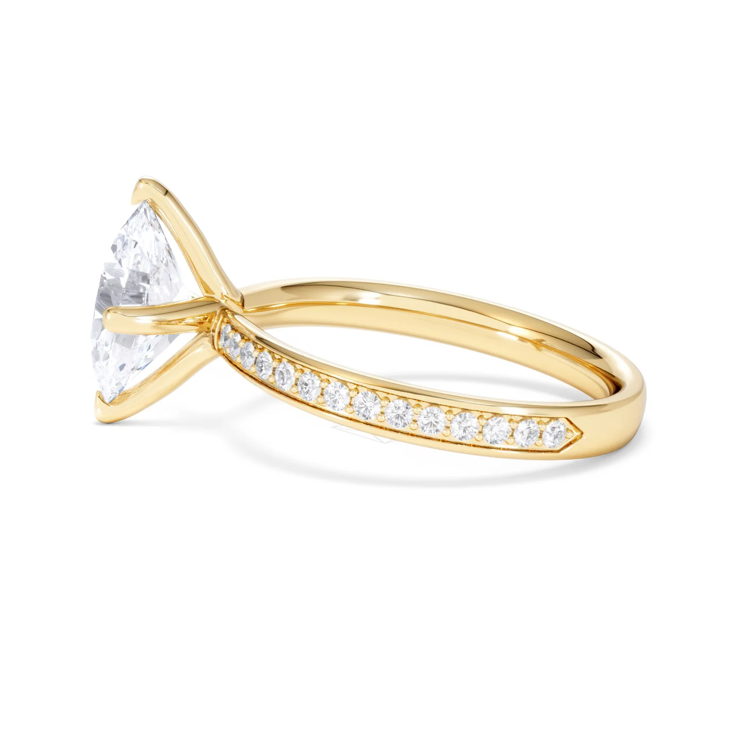 Origin Twist 2.00ct Oval Cut Lab Diamond Solitaire Engagement Ring with Side Stones in 18K Yellow Gold - Image 68