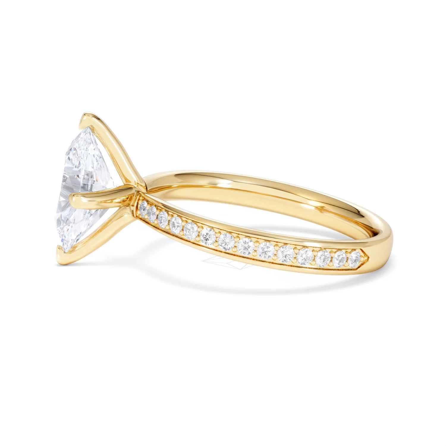 Origin Twist 2.00ct Oval Cut Lab Diamond Solitaire Engagement Ring with Side Stones in 18K Yellow Gold - Image 70