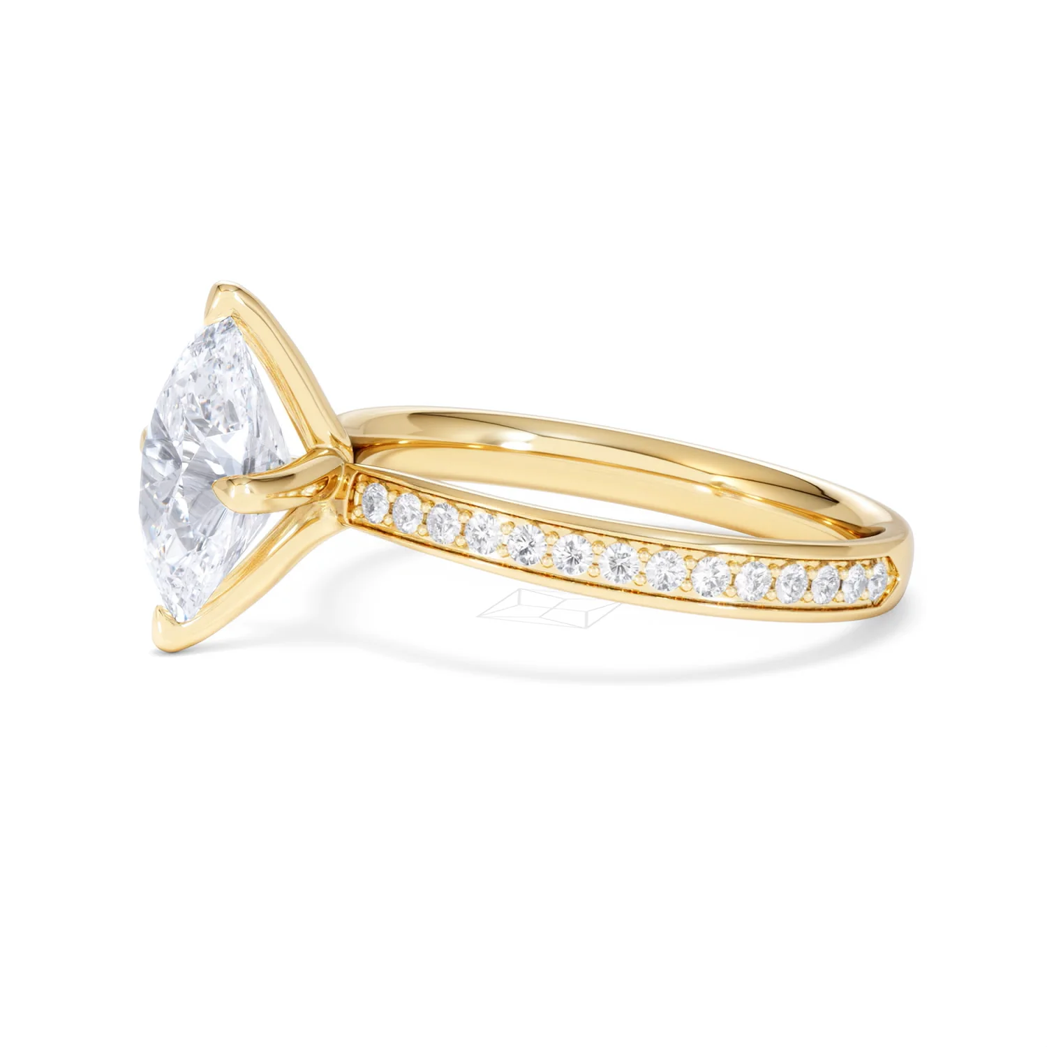 Origin Twist 2.00ct Oval Cut Lab Diamond Solitaire Engagement Ring with Side Stones in 18K Yellow Gold - Image 74