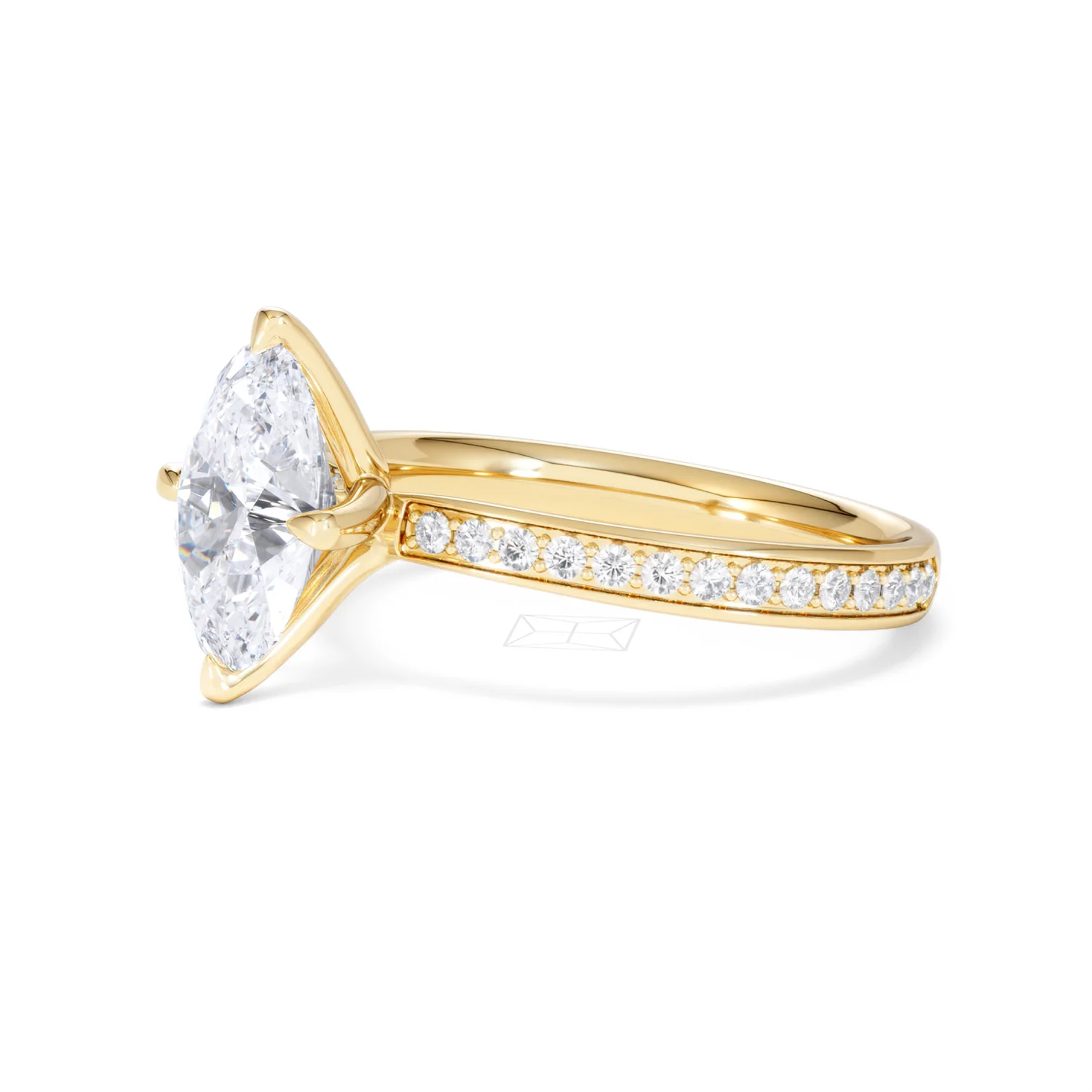 Origin Twist 2.00ct Oval Cut Lab Diamond Solitaire Engagement Ring with Side Stones in 18K Yellow Gold - Image 77