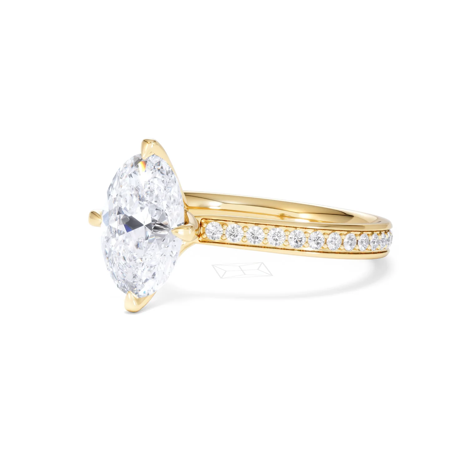 Origin Twist 2.00ct Oval Cut Lab Diamond Solitaire Engagement Ring with Side Stones in 18K Yellow Gold - Image 81