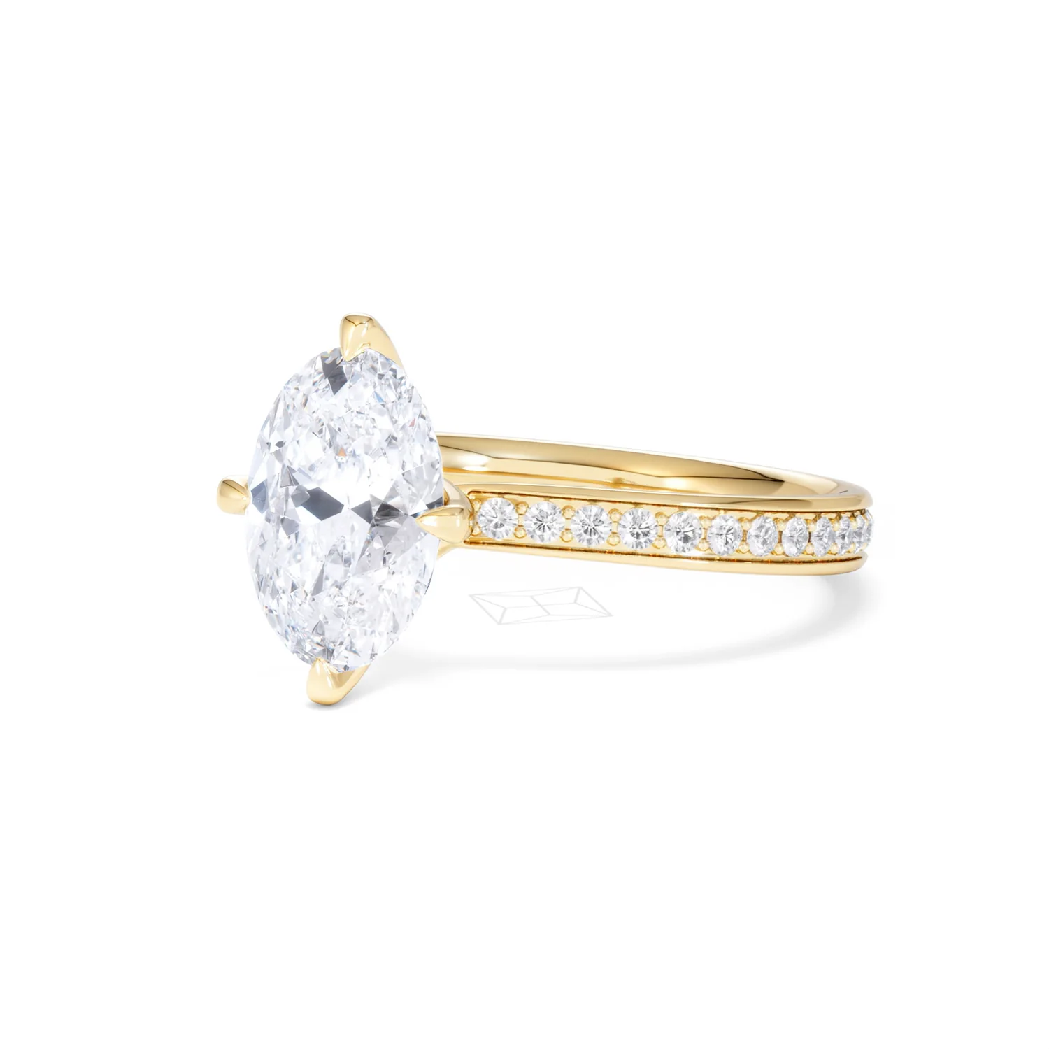 Origin Twist 2.00ct Oval Cut Lab Diamond Solitaire Engagement Ring with Side Stones in 18K Yellow Gold - Image 82