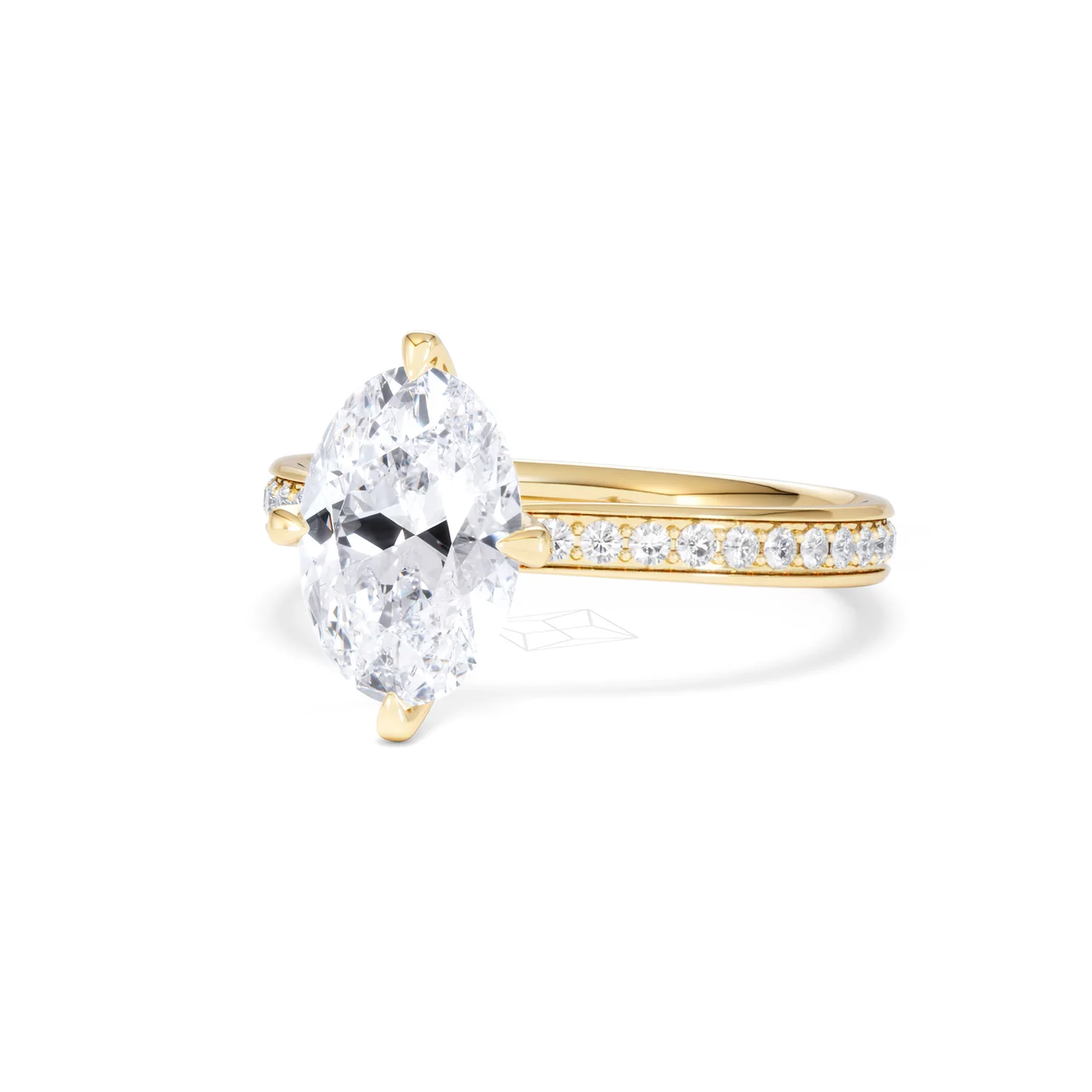 Origin Twist 2.00ct Oval Cut Lab Diamond Solitaire Engagement Ring with Side Stones in 18K Yellow Gold - Image 84