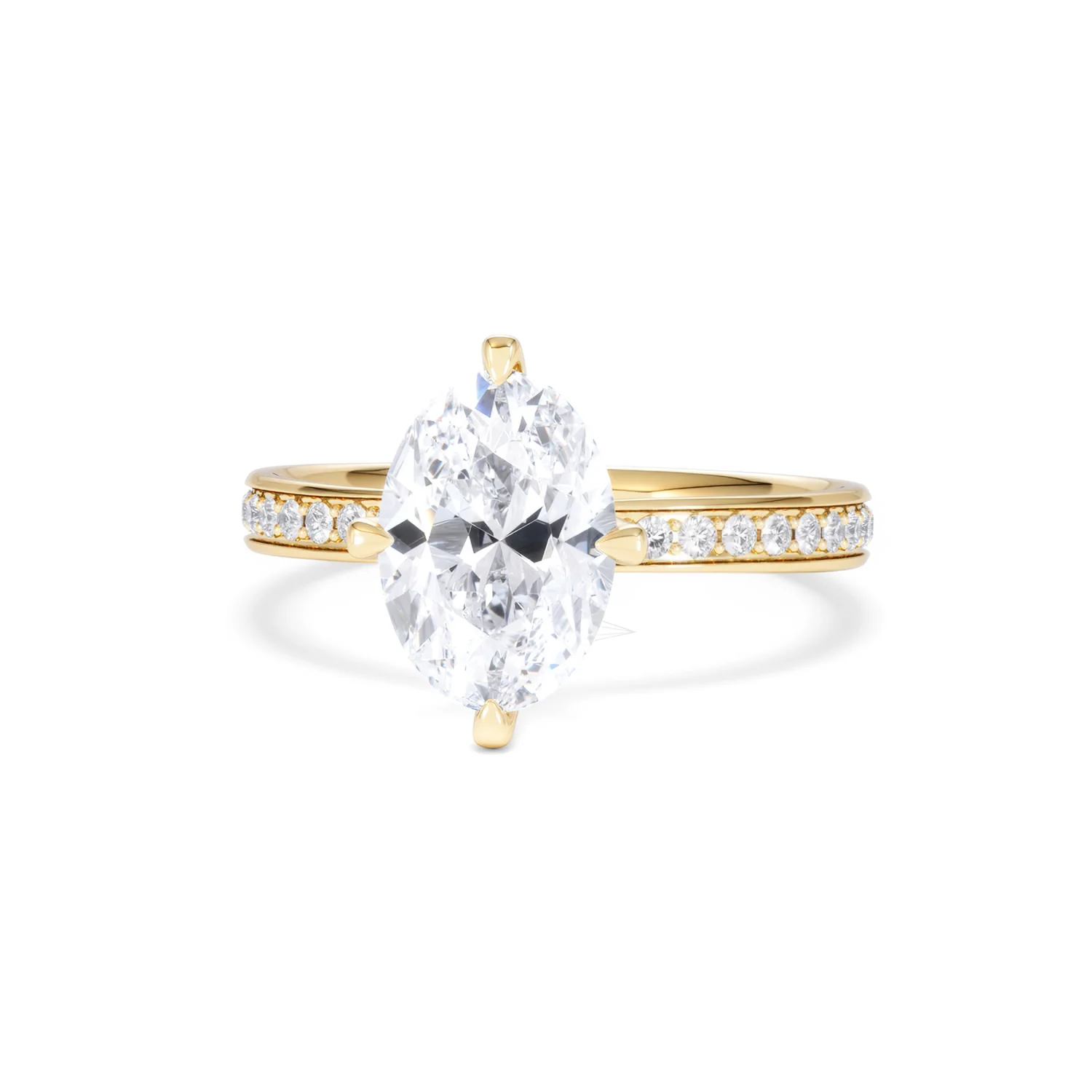 Origin Twist 2.00ct Oval Cut Lab Diamond Solitaire Engagement Ring with Side Stones in 18K Yellow Gold - Image 87